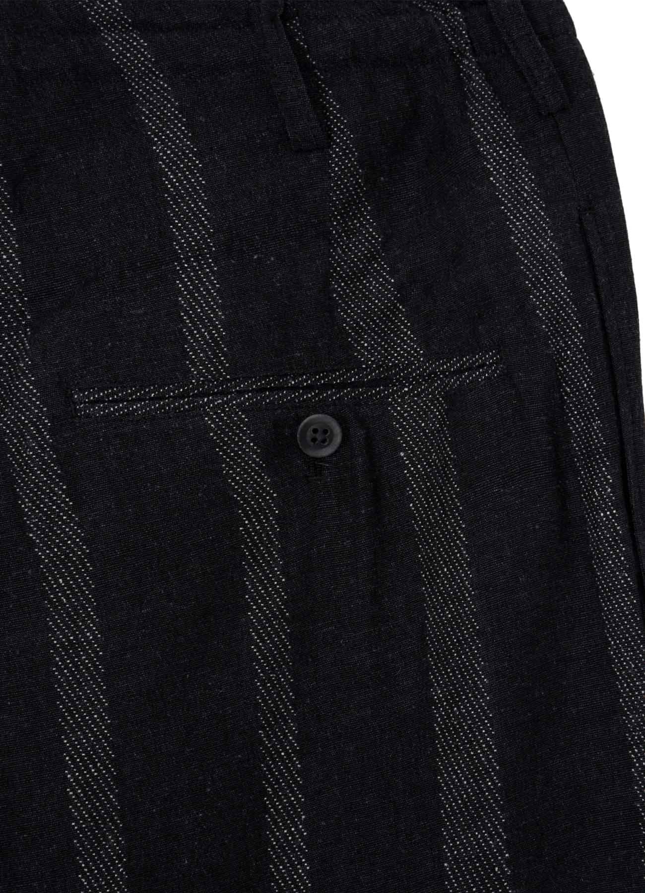 SILK/COTTON STRIPE PATTERN HEM OPENED PANTS