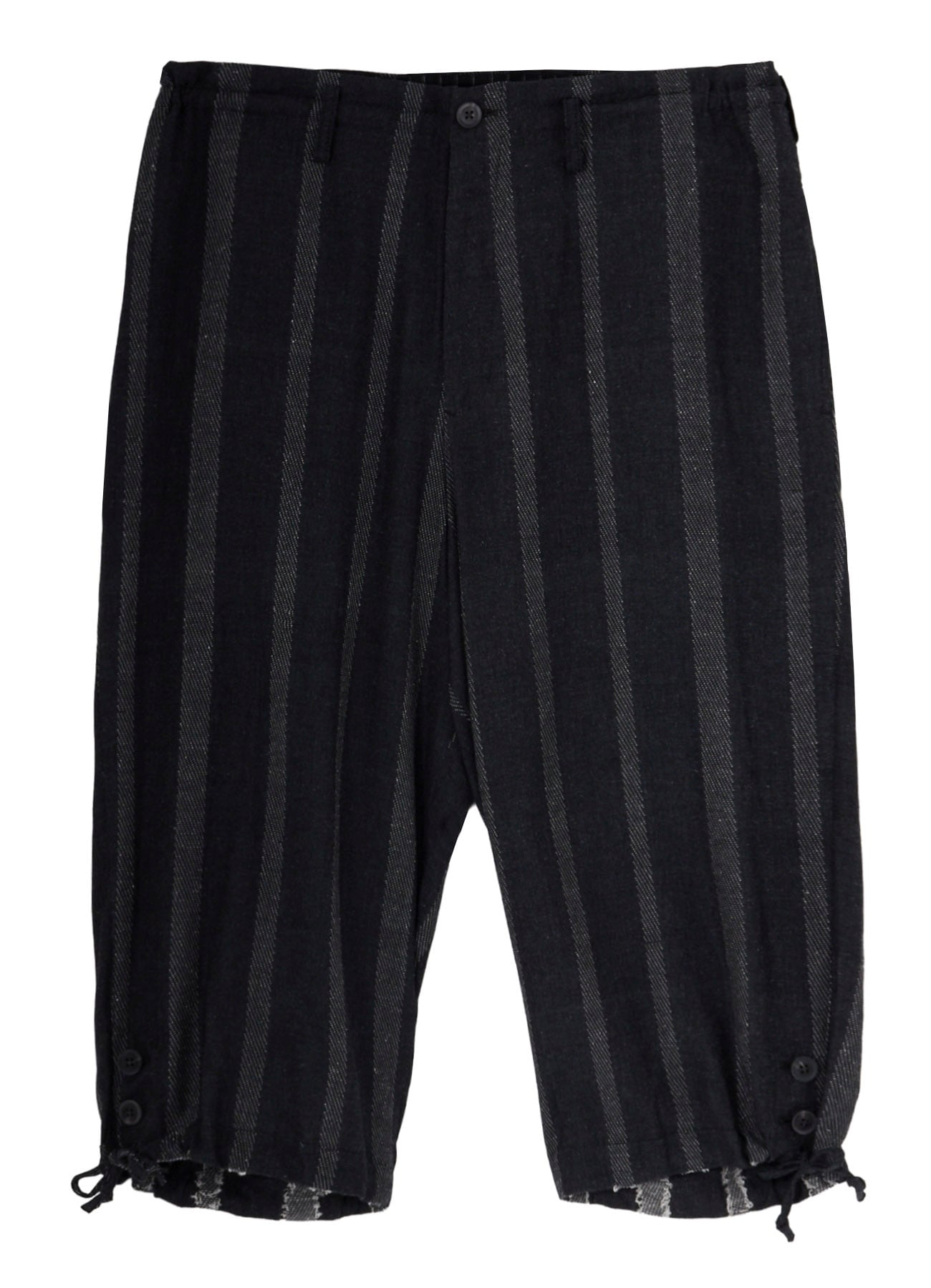 SILK/COTTON STRIPE PATTERN HEM OPENED PANTS