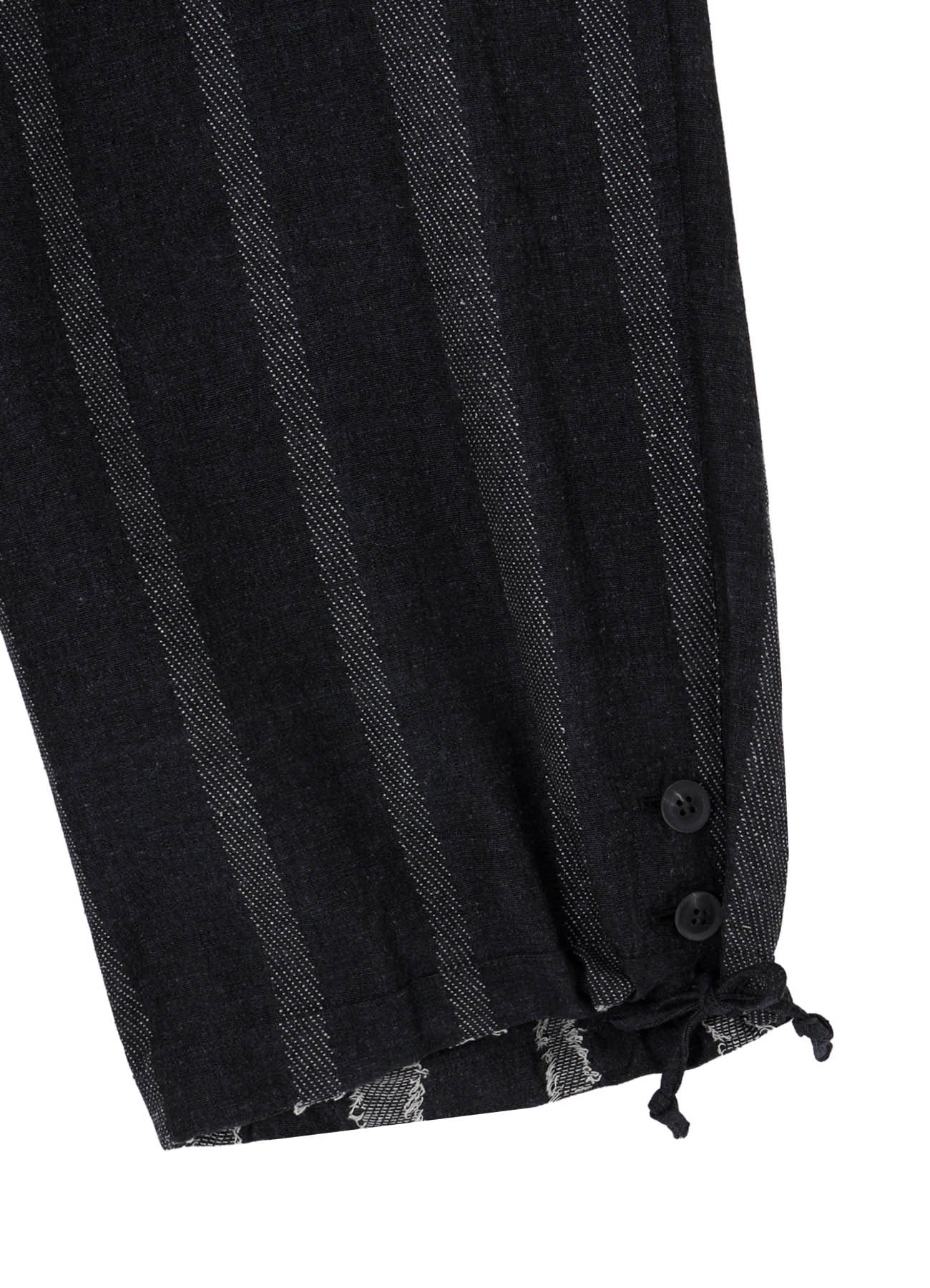 SILK/COTTON STRIPE PATTERN HEM OPENED PANTS