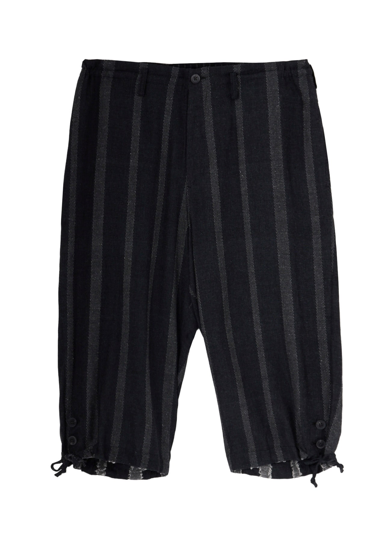 SILK/COTTON STRIPE PATTERN HEM OPENED PANTS
