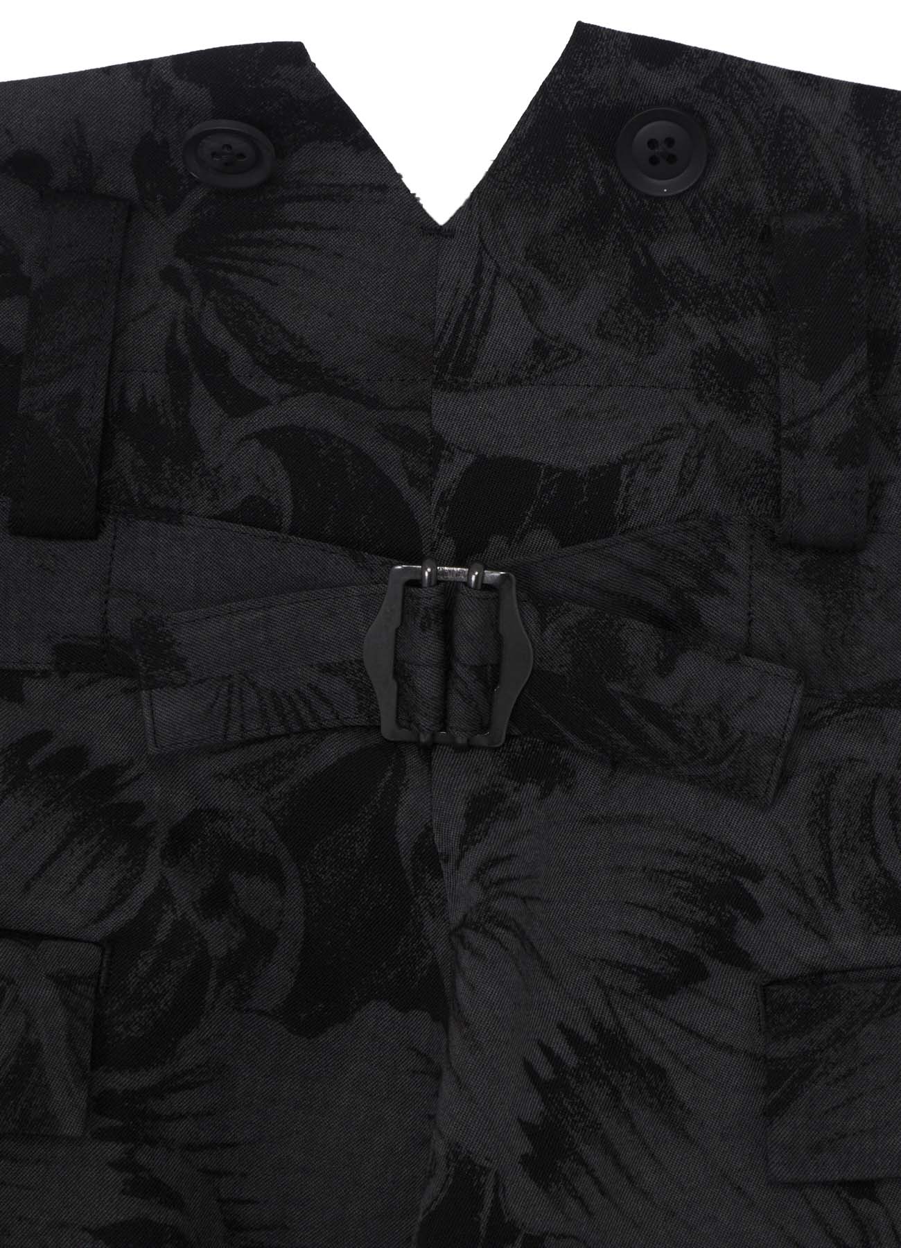 WOOL GABARDINE FLORAL DISCHARGE-DYED SUSPENDERS PANTS