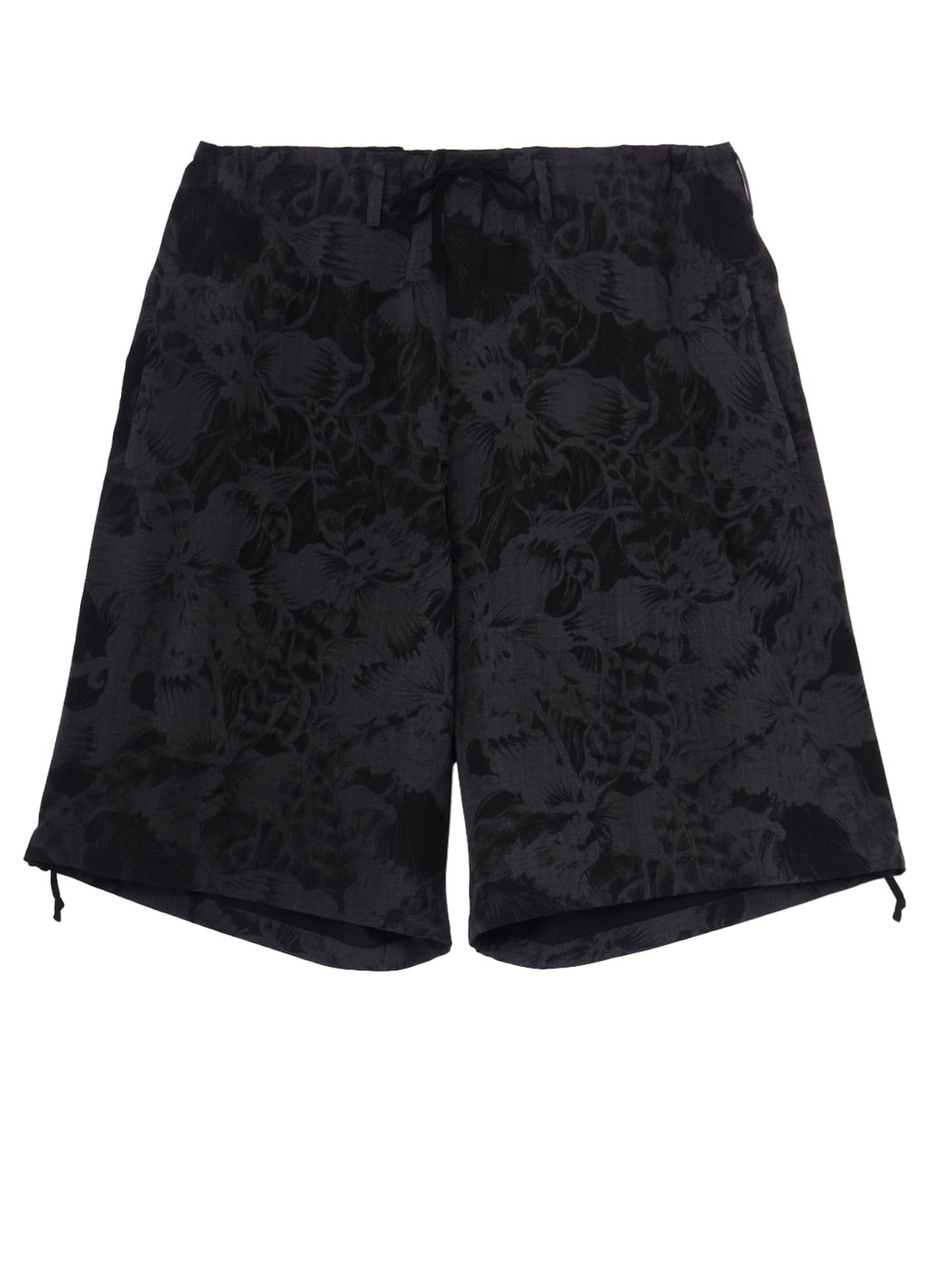 WOOL GABARDINE FLORAL DISCHARGE-DYED SHORT PANTS
