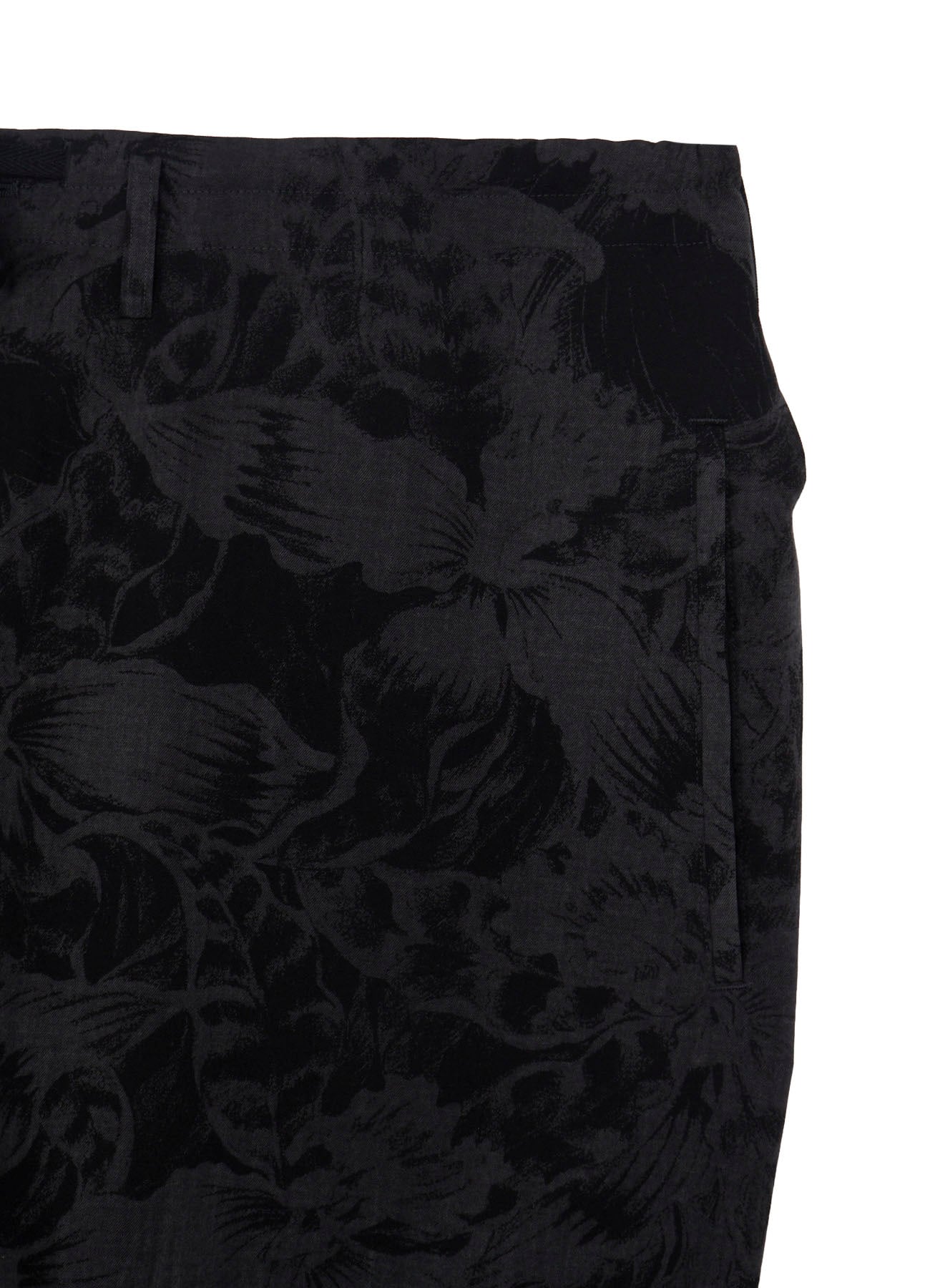 WOOL GABARDINE FLORAL DISCHARGE-DYED SHORT PANTS