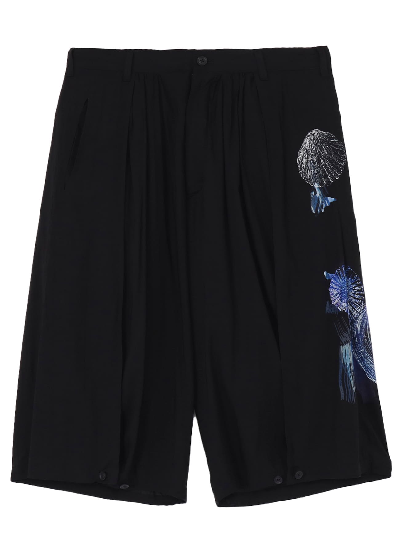 SEA PRINTED BACK SIDE CUT OFF PANTS