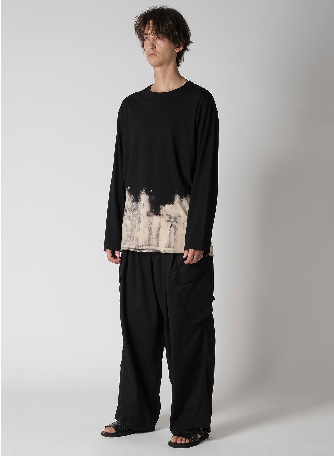 30/- DISCHARGED COMBED PS  ROUND NECK LONG SLV T