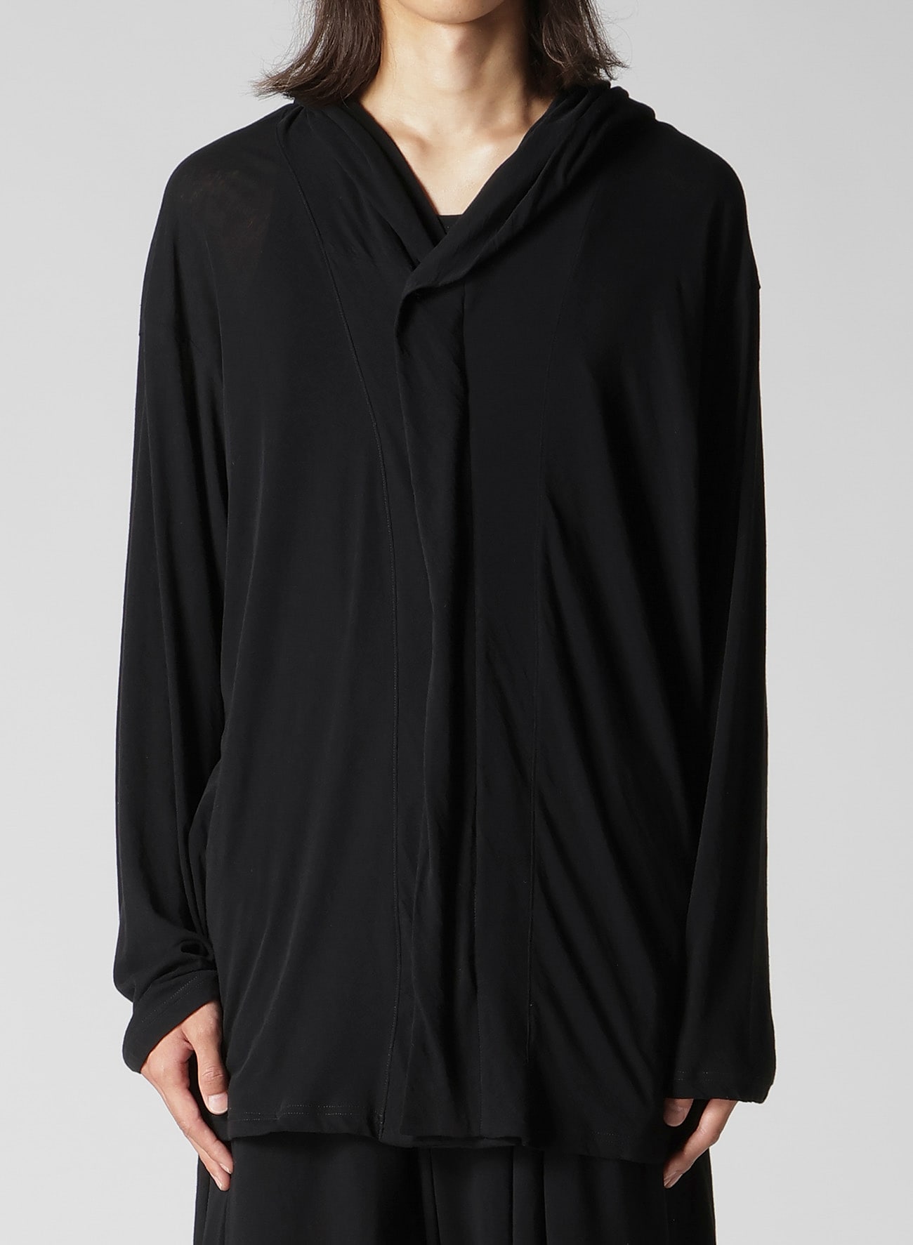 80/- COTTON LINEN VOILE HOOD ZIPPER CARDIGAN