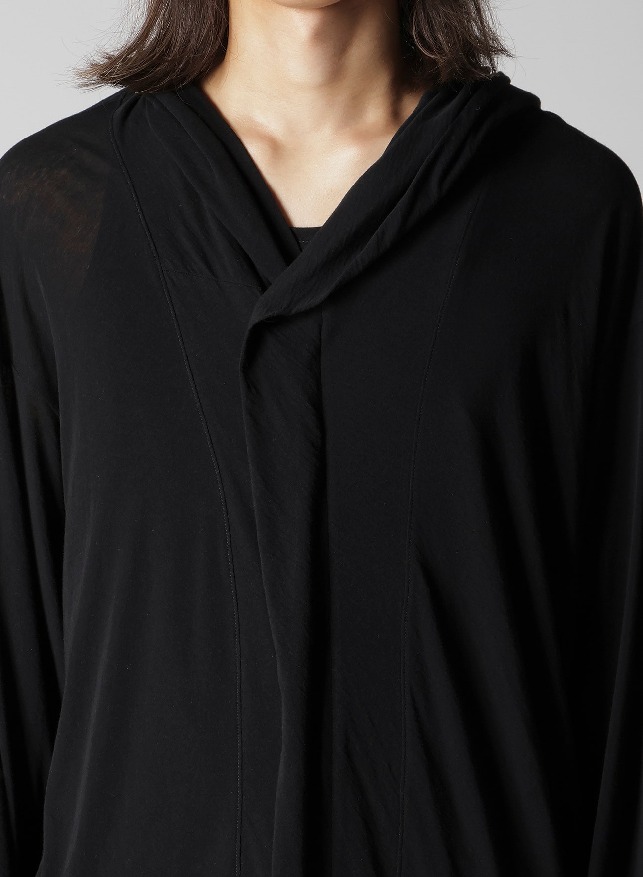 80/- COTTON LINEN VOILE HOOD ZIPPER CARDIGAN