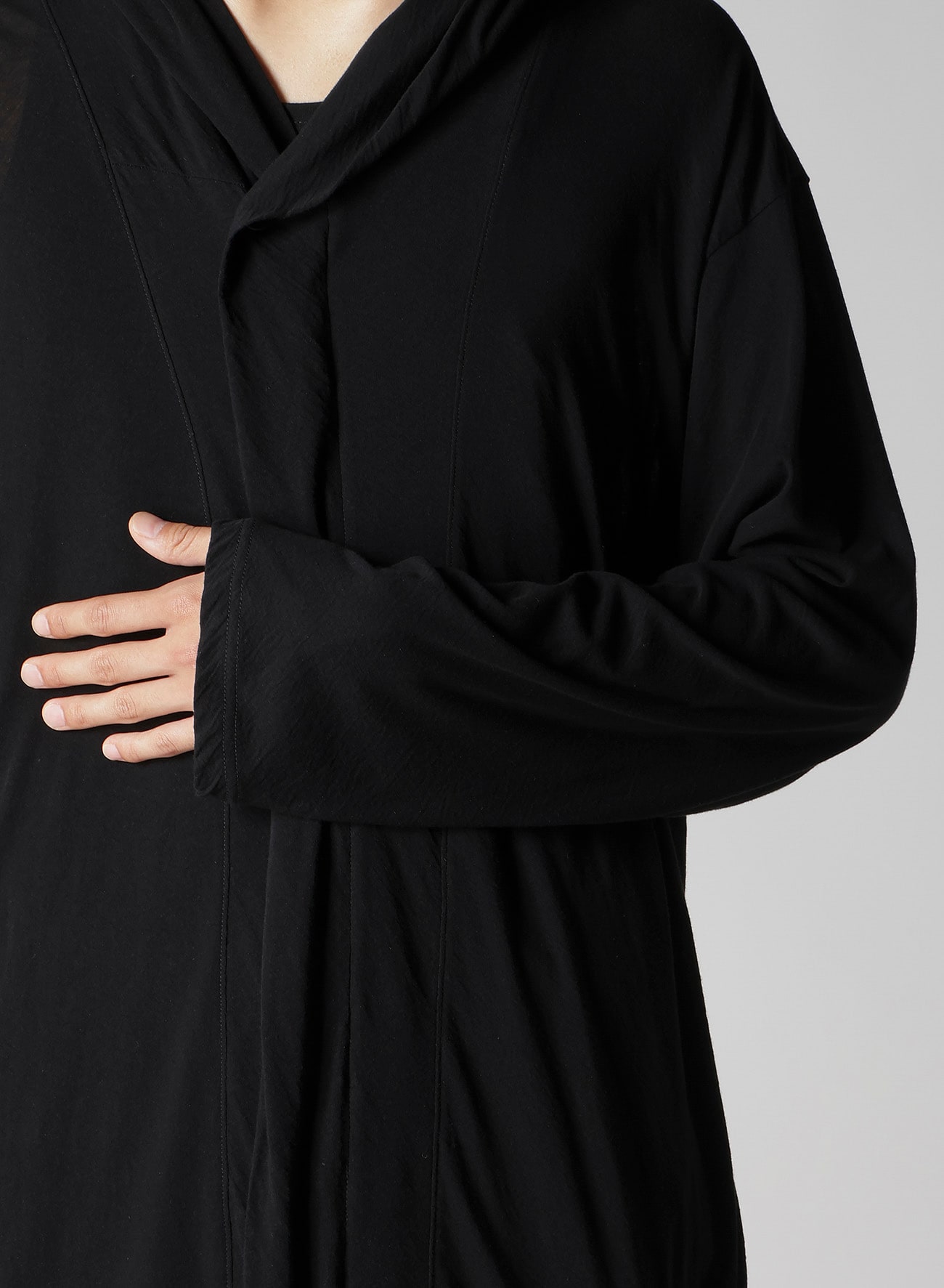 80/- COTTON LINEN VOILE HOOD ZIPPER CARDIGAN