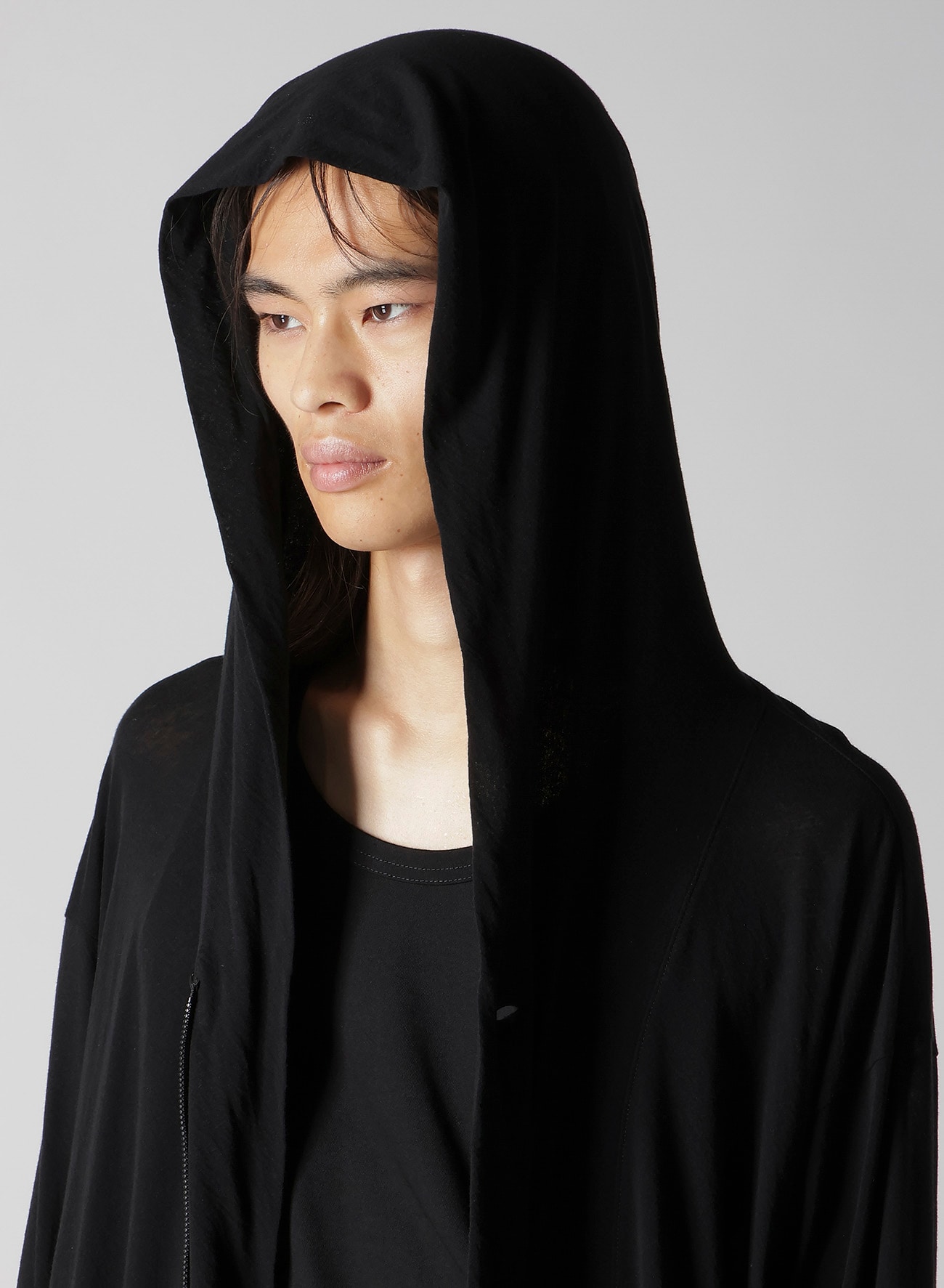 80/- COTTON LINEN VOILE HOOD ZIPPER CARDIGAN