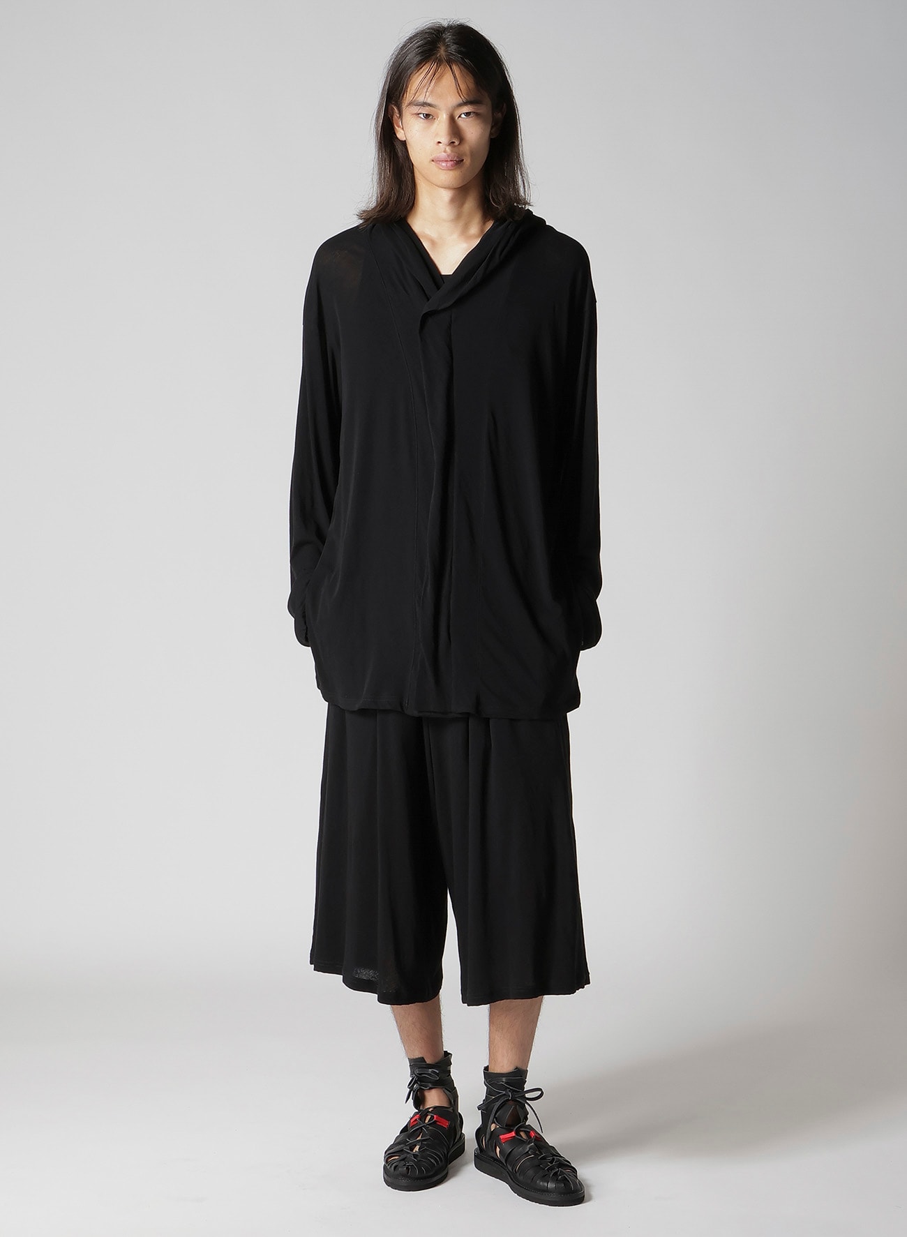 80/- COTTON LINEN VOILE HOOD ZIPPER CARDIGAN