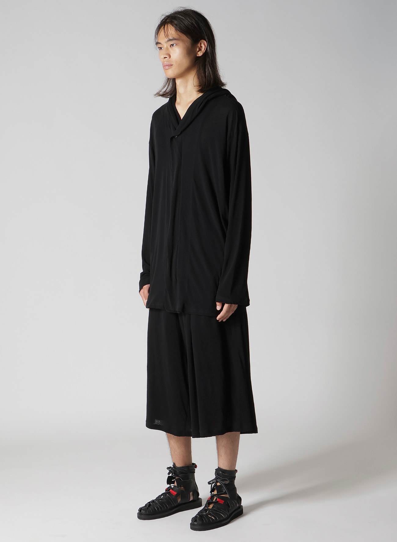 80/- COTTON LINEN VOILE HOOD ZIPPER CARDIGAN