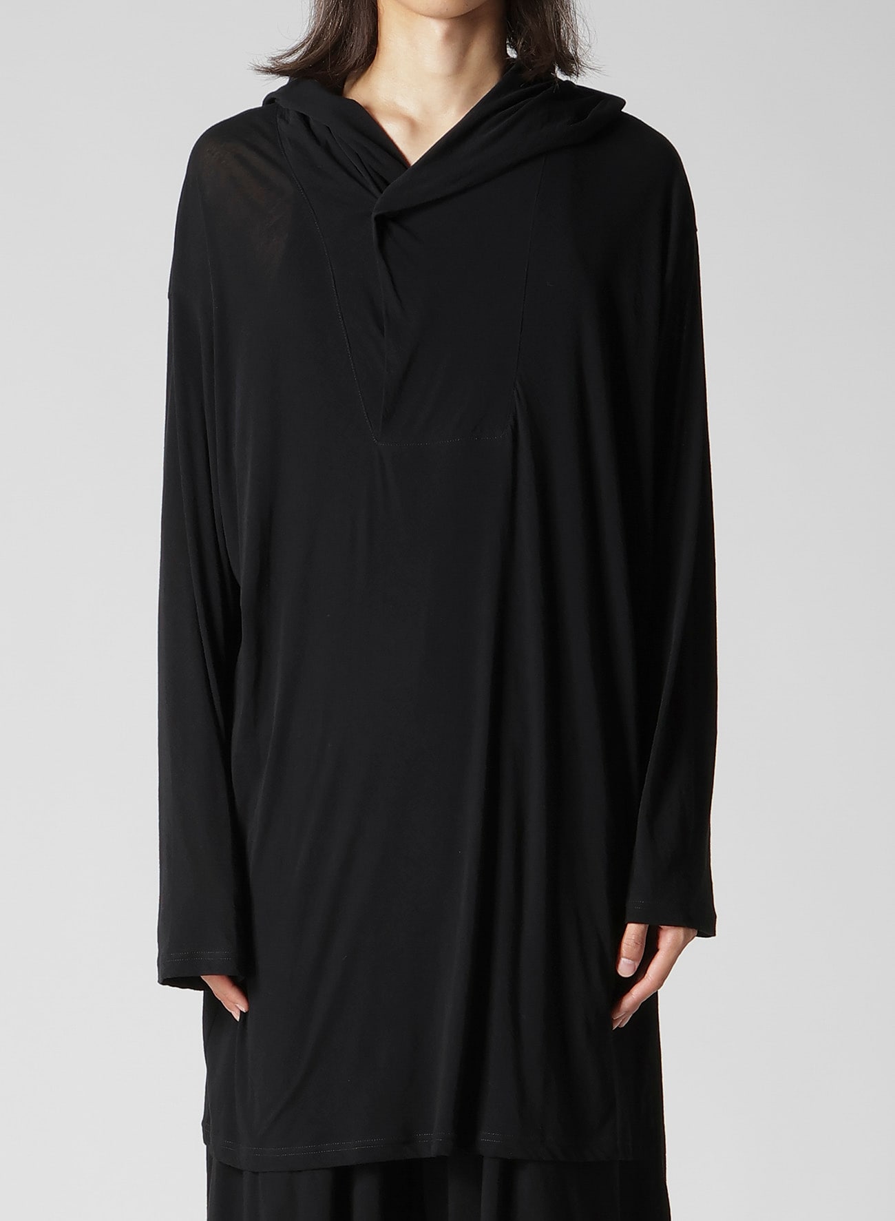 80/- COTTON LINEN VOILE HOODED LONG SLV PO