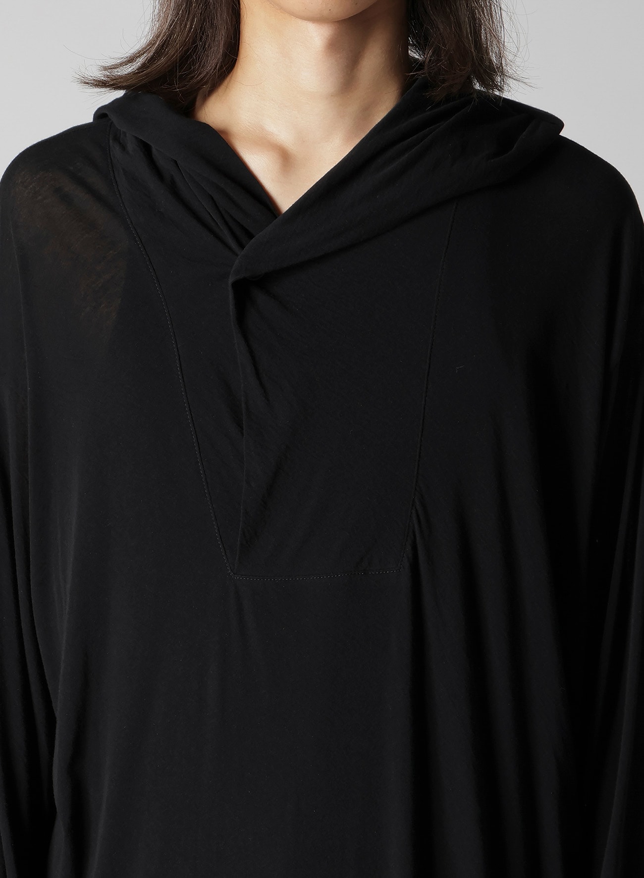 80/- COTTON LINEN VOILE HOODED LONG SLV PO