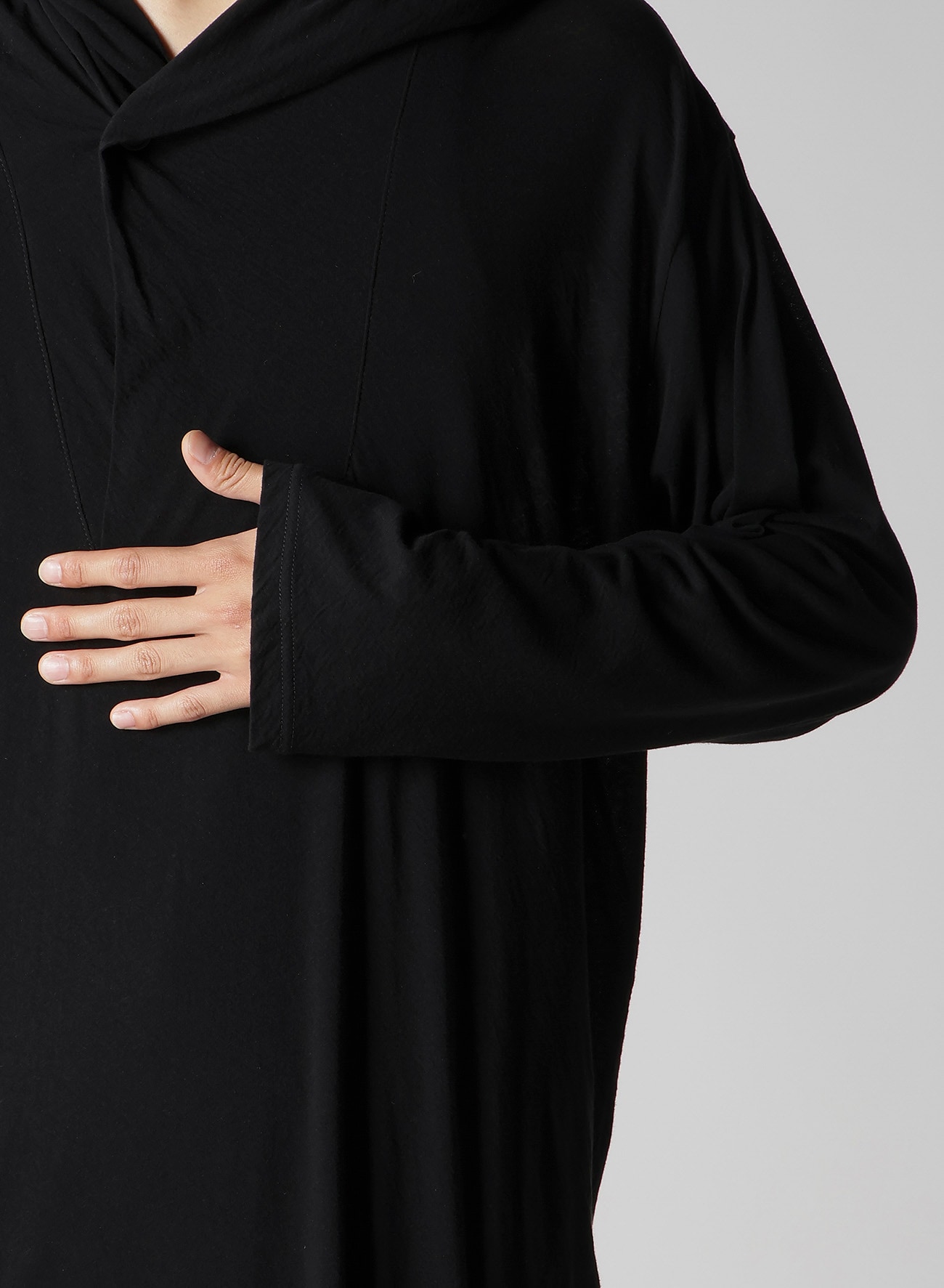 80/- COTTON LINEN VOILE HOODED LONG SLV PO