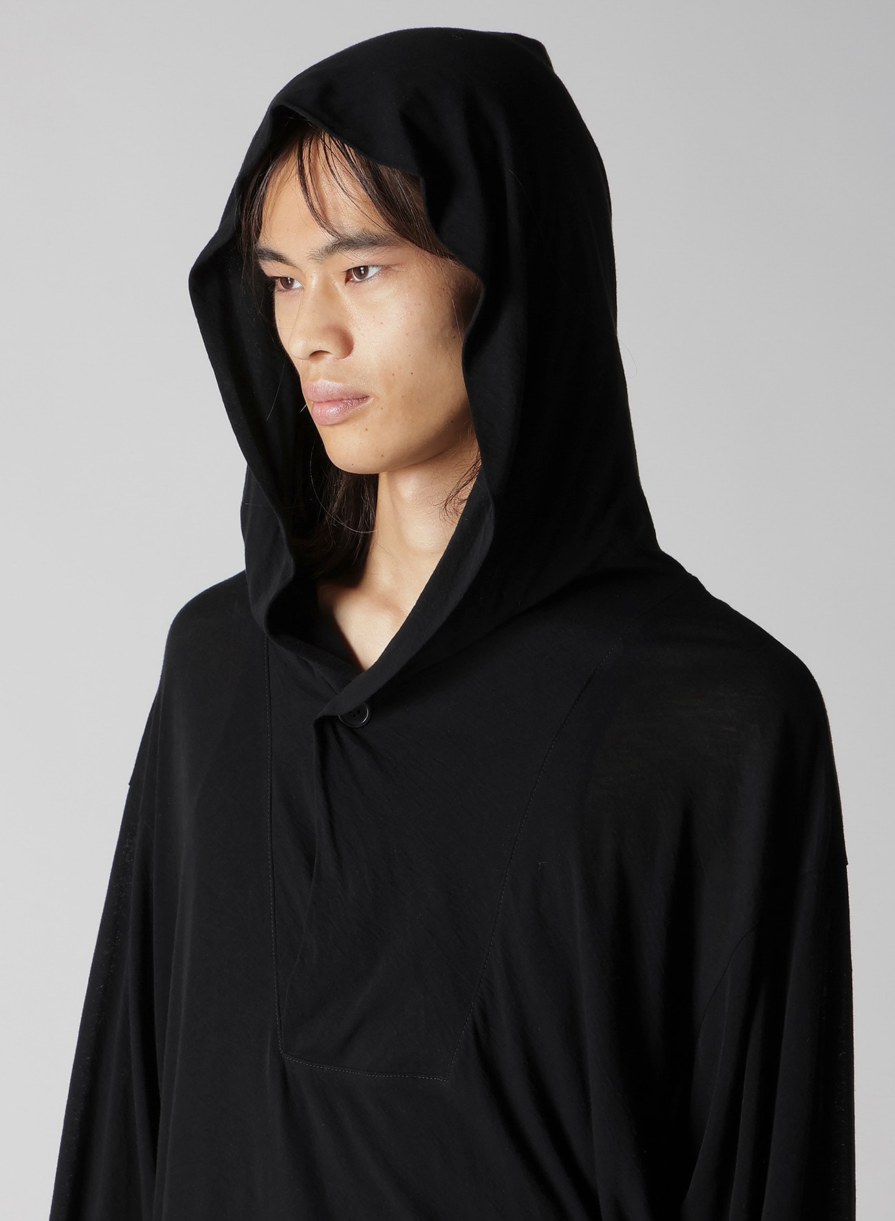 80/- COTTON LINEN VOILE HOODED LONG SLV PO