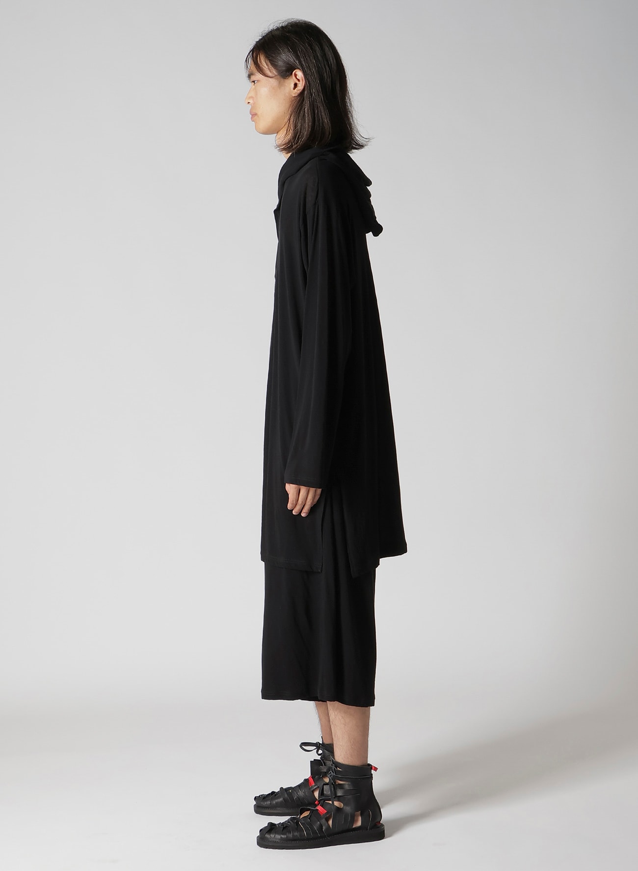 80/- COTTON LINEN VOILE HOODED LONG SLV PO