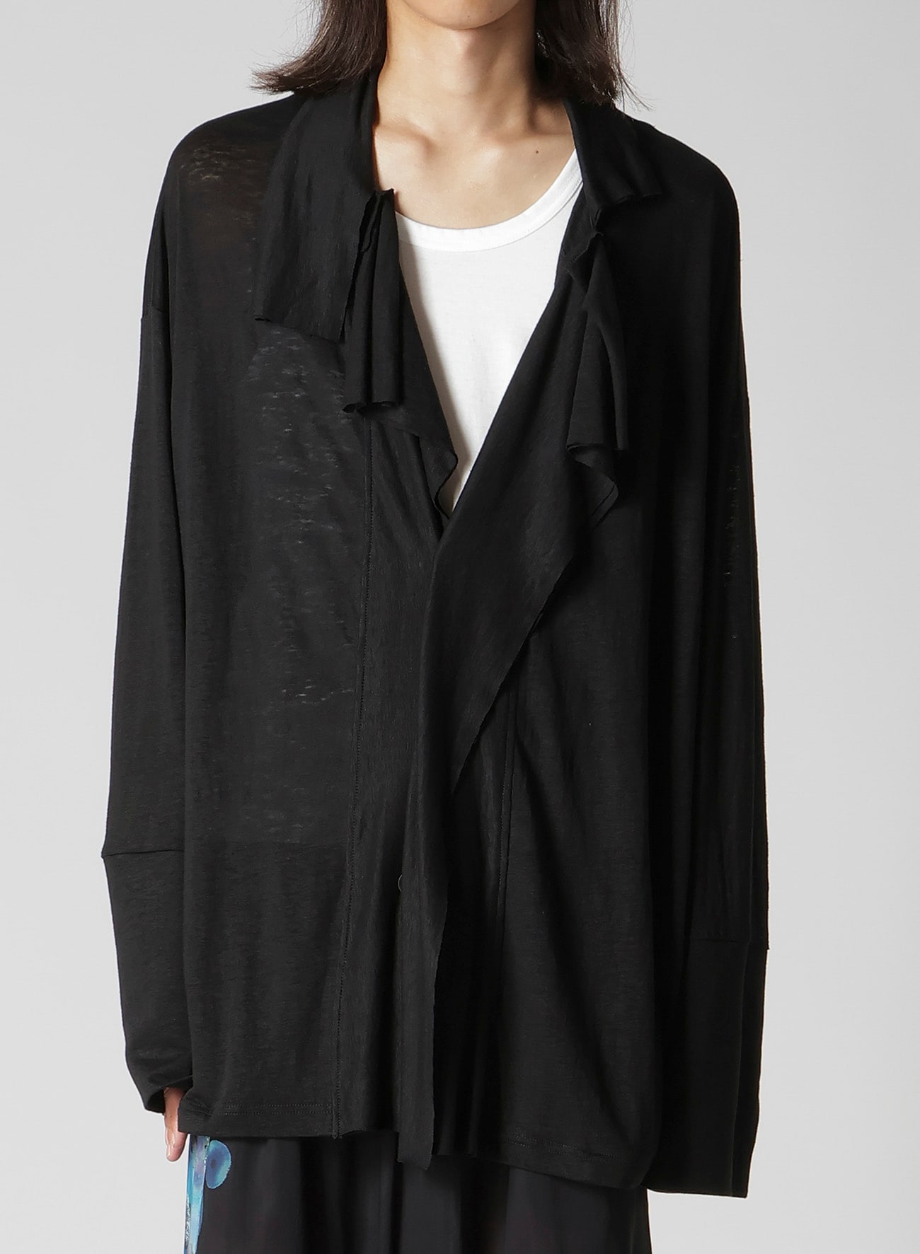 60/- LINEN PLAIN STITCH DRAPED LAPEL JKT