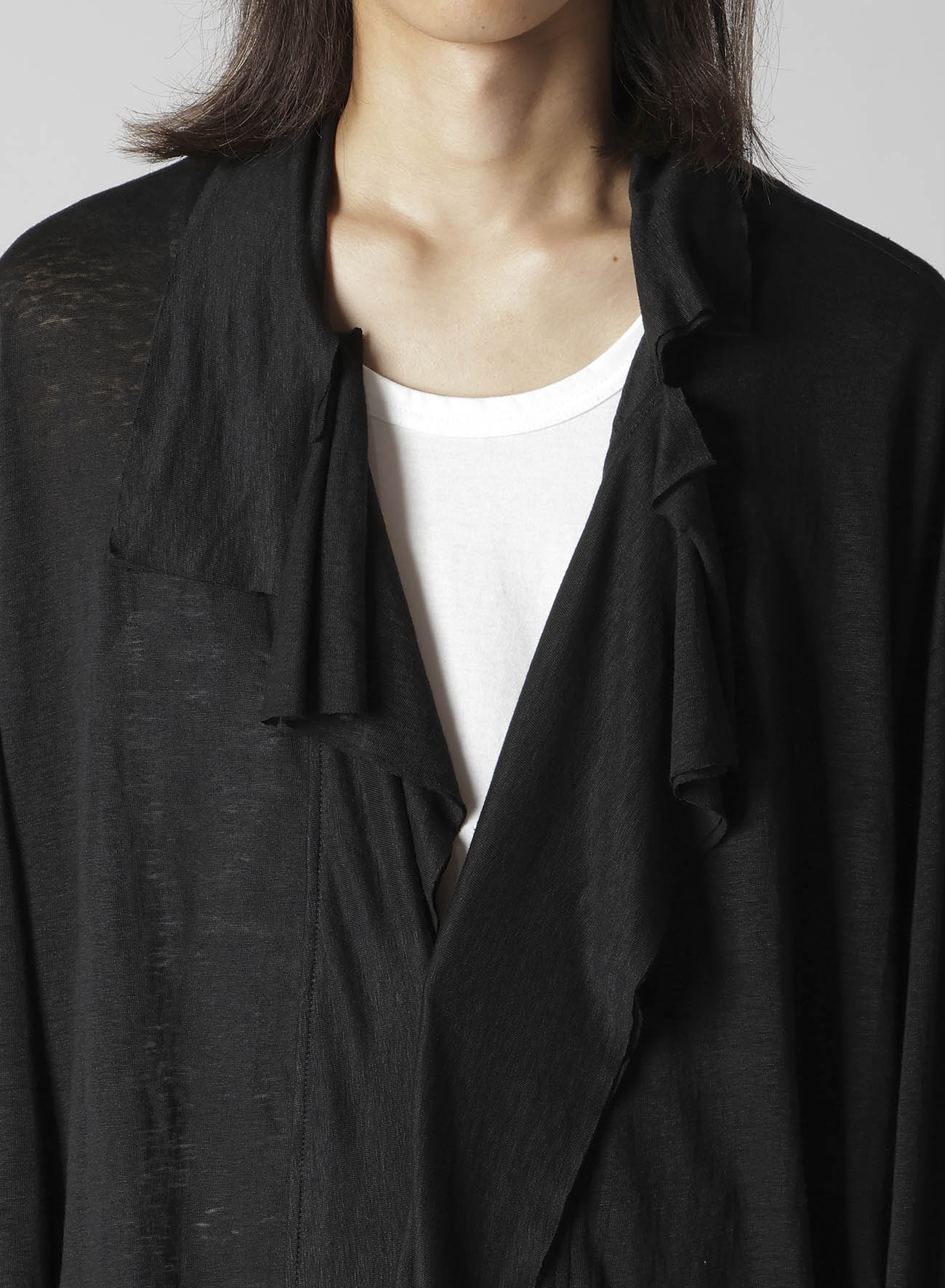 60/- LINEN PLAIN STITCH DRAPED LAPEL JKT