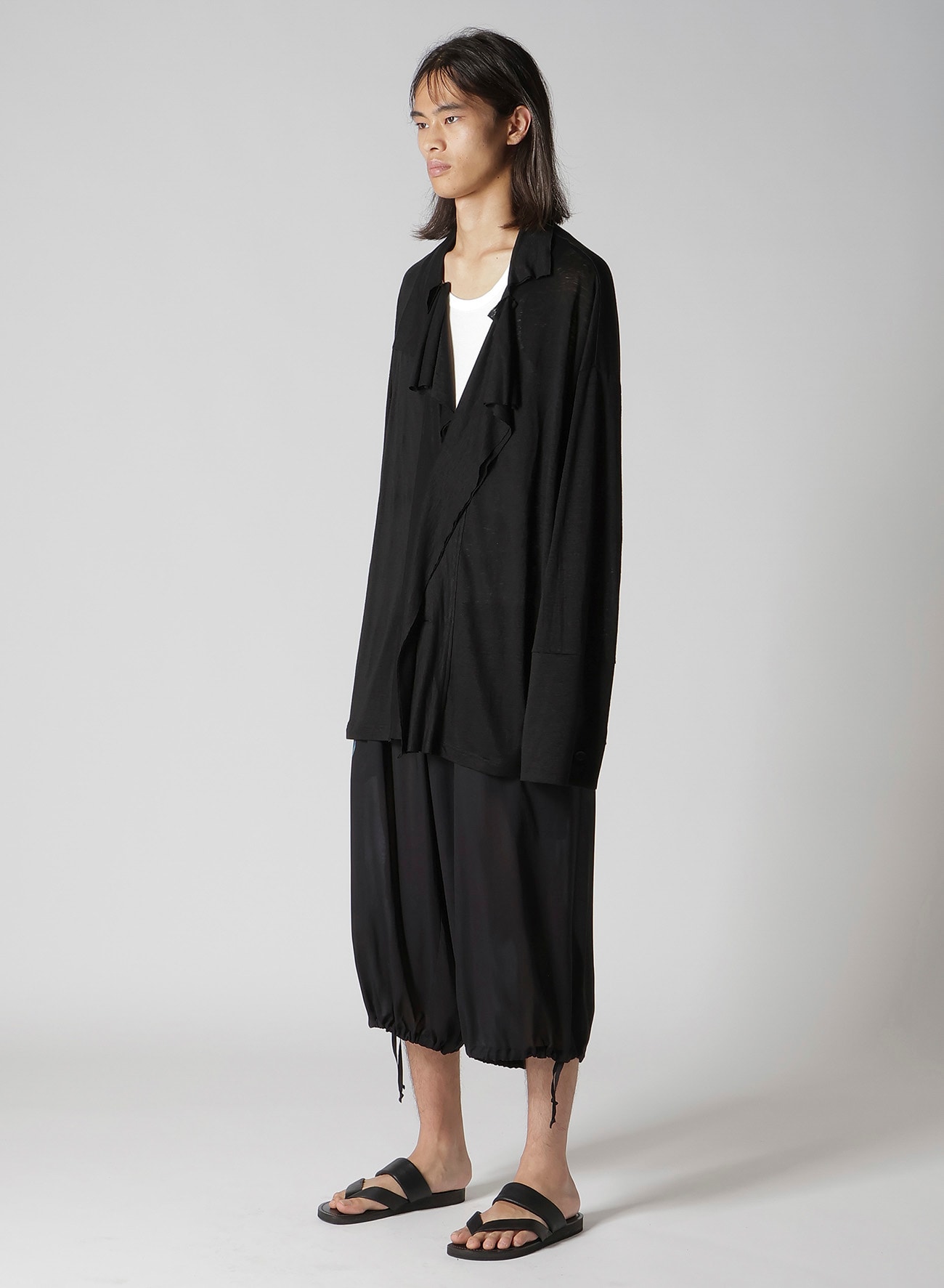 60/- LINEN PLAIN STITCH DRAPED LAPEL JKT