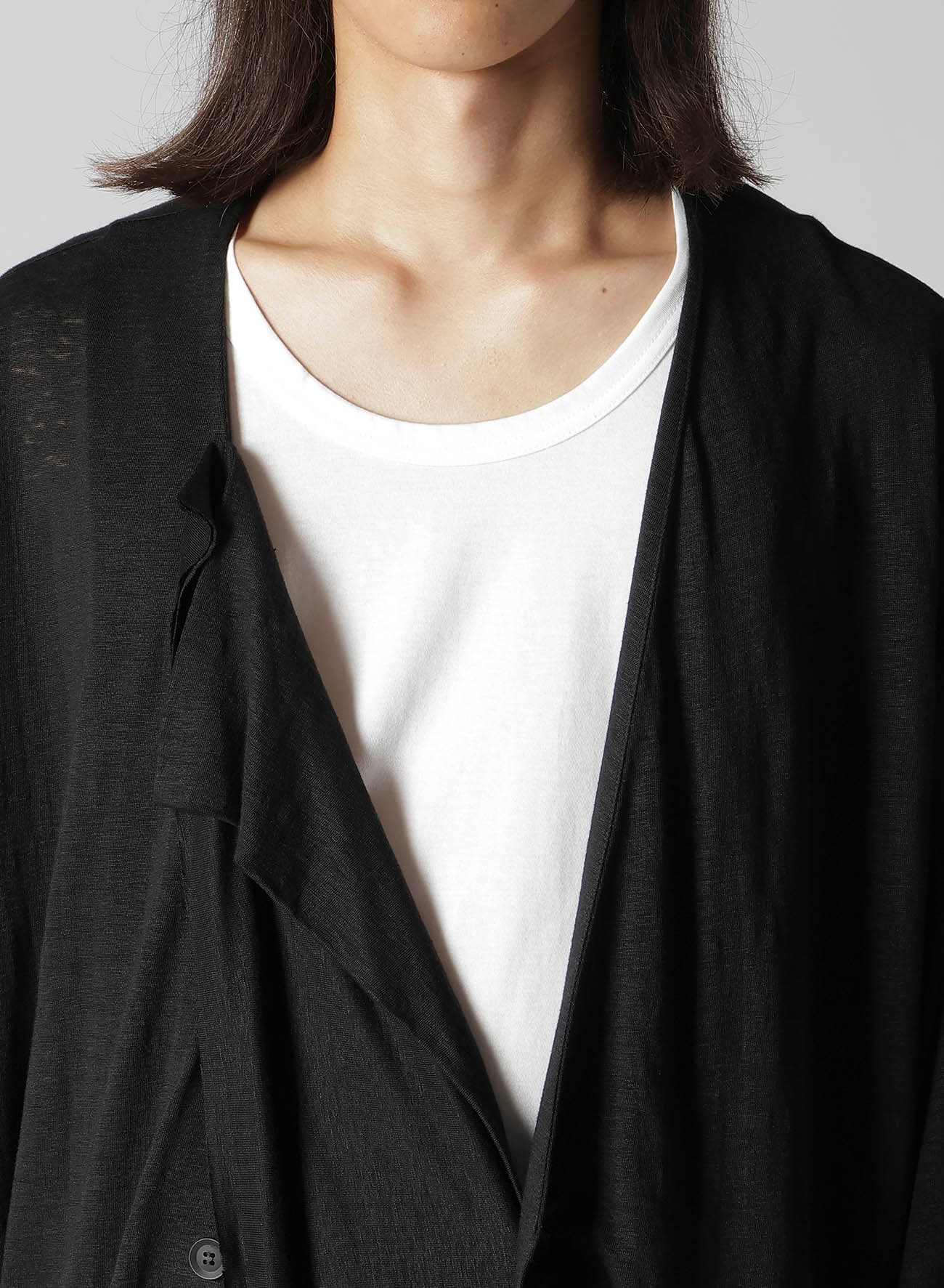 60/- LINEN PLAIN STITCH DRAPED D CARDIGAN