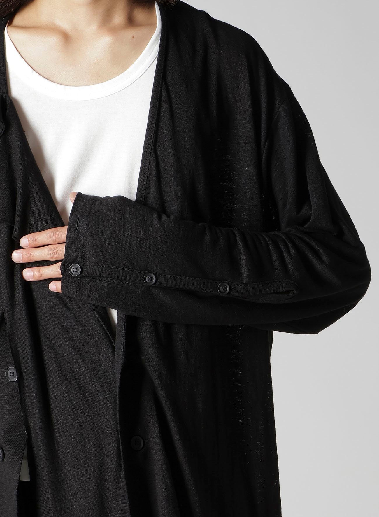 60/- LINEN PLAIN STITCH DRAPED D CARDIGAN