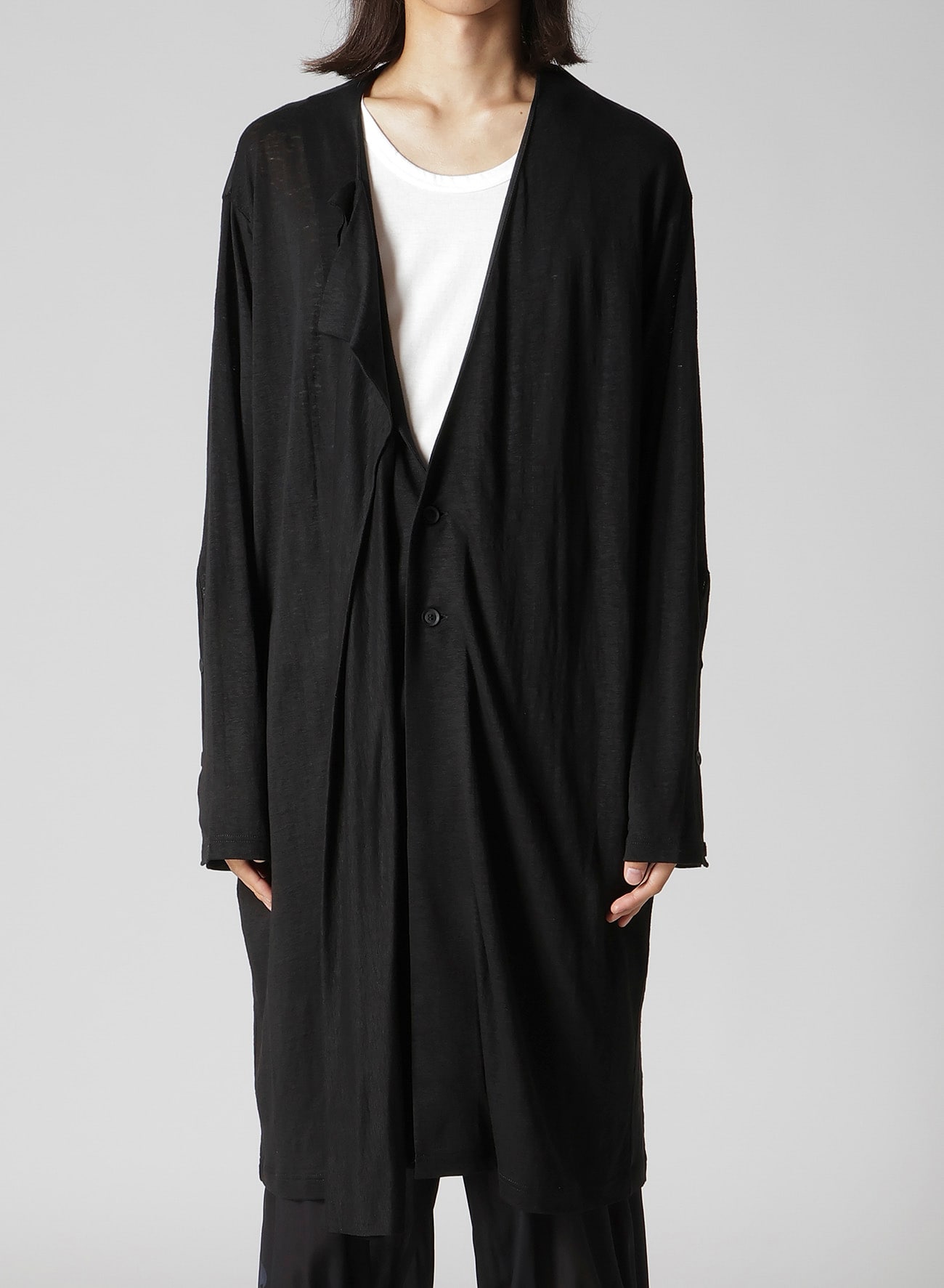 60/- LINEN PLAIN STITCH DRAPED D CARDIGAN