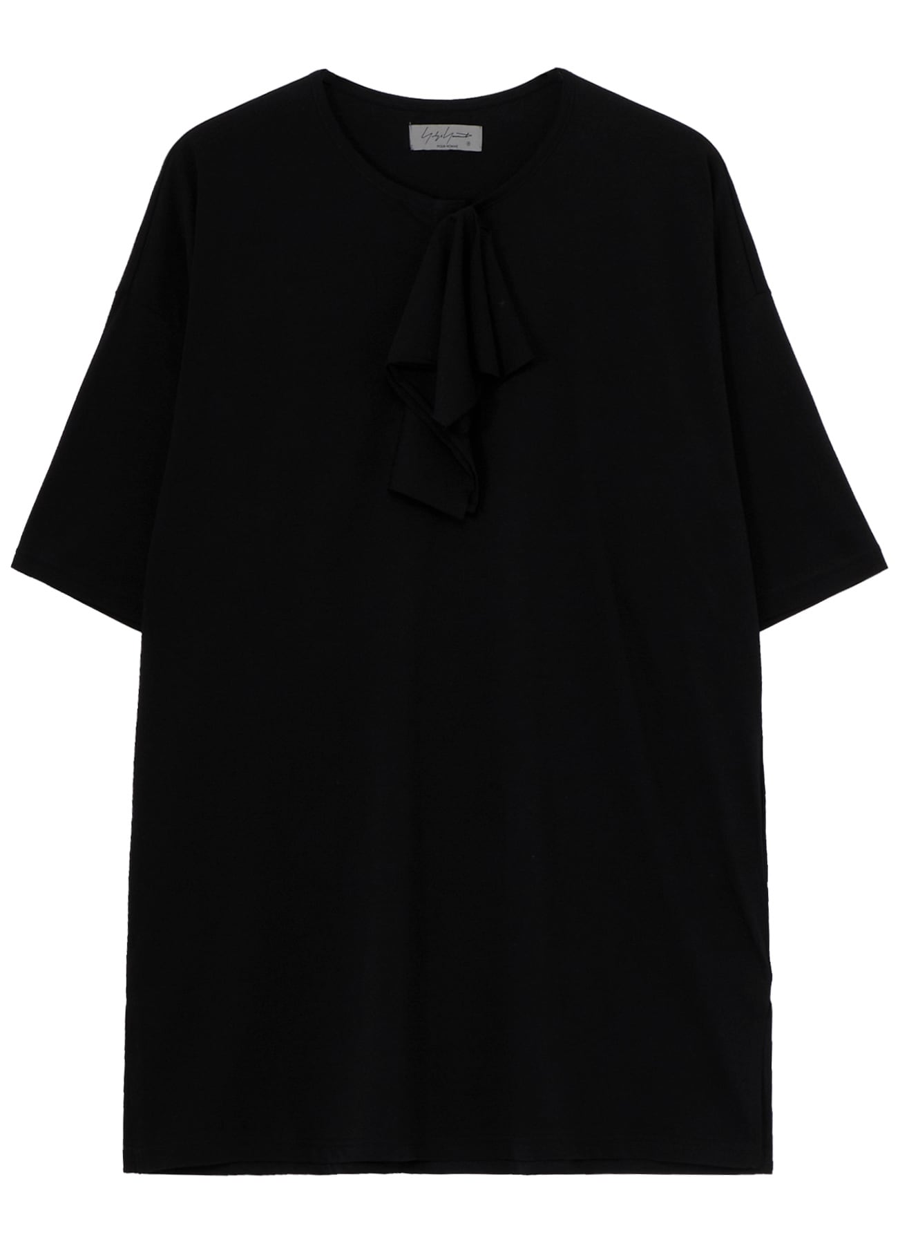 ALBINISTA CHIFFON DRAPE HENLEY NECK TEE