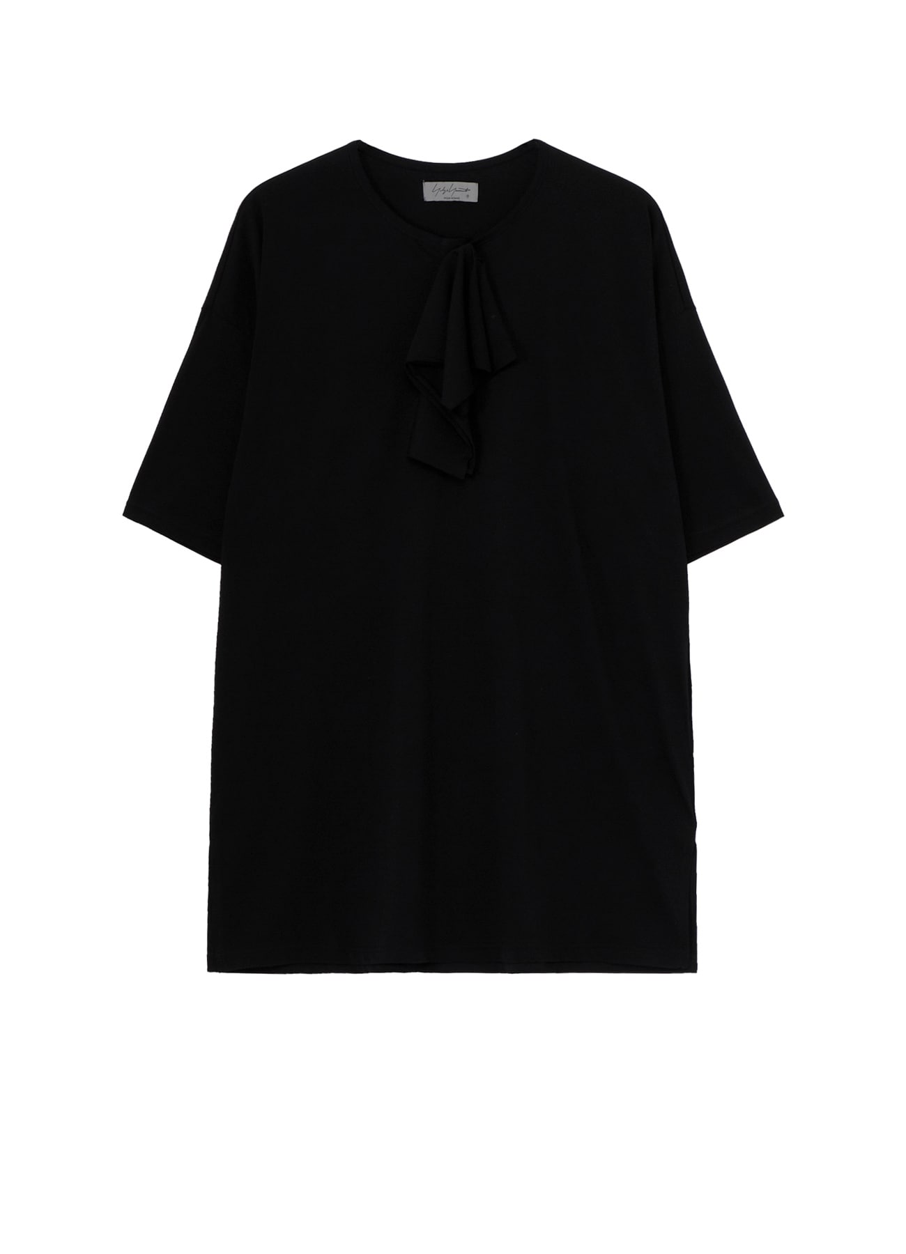 ALBINISTA CHIFFON DRAPE HENLEY NECK TEE