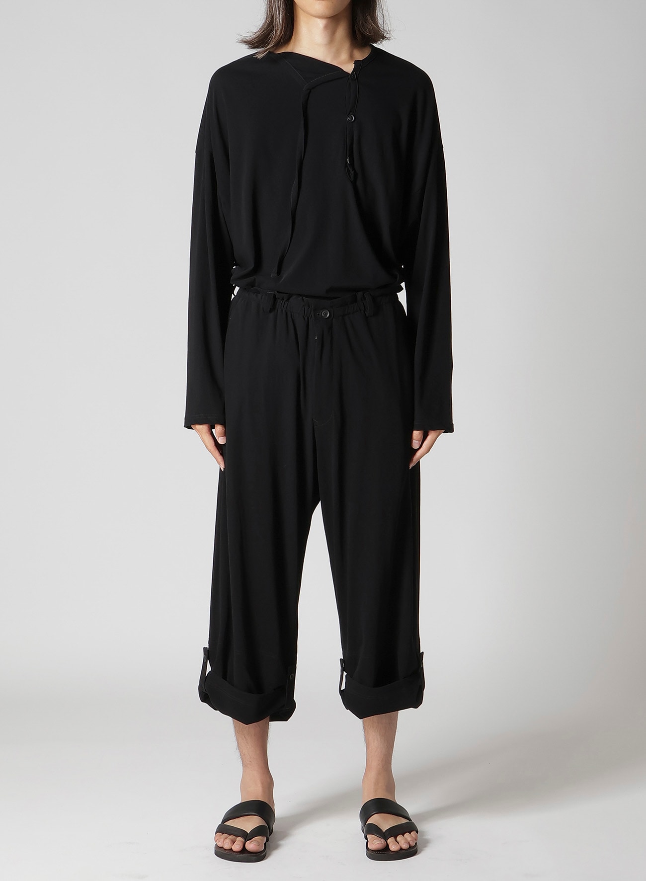 40/- HIGH TWISTED JERSEY TAB DETAIL PANTS