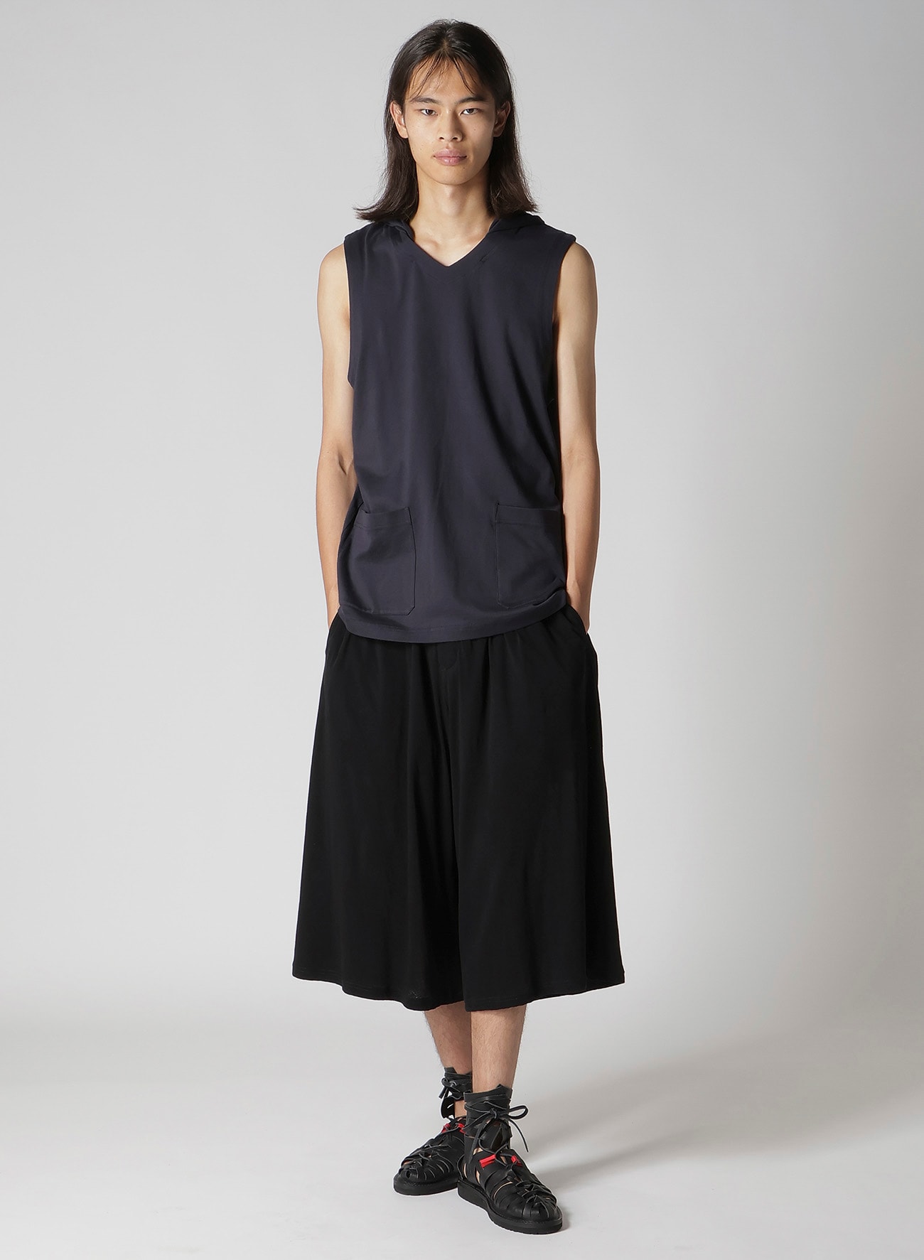 40/2 COMBED PLAIN STITCH HOODED VEST