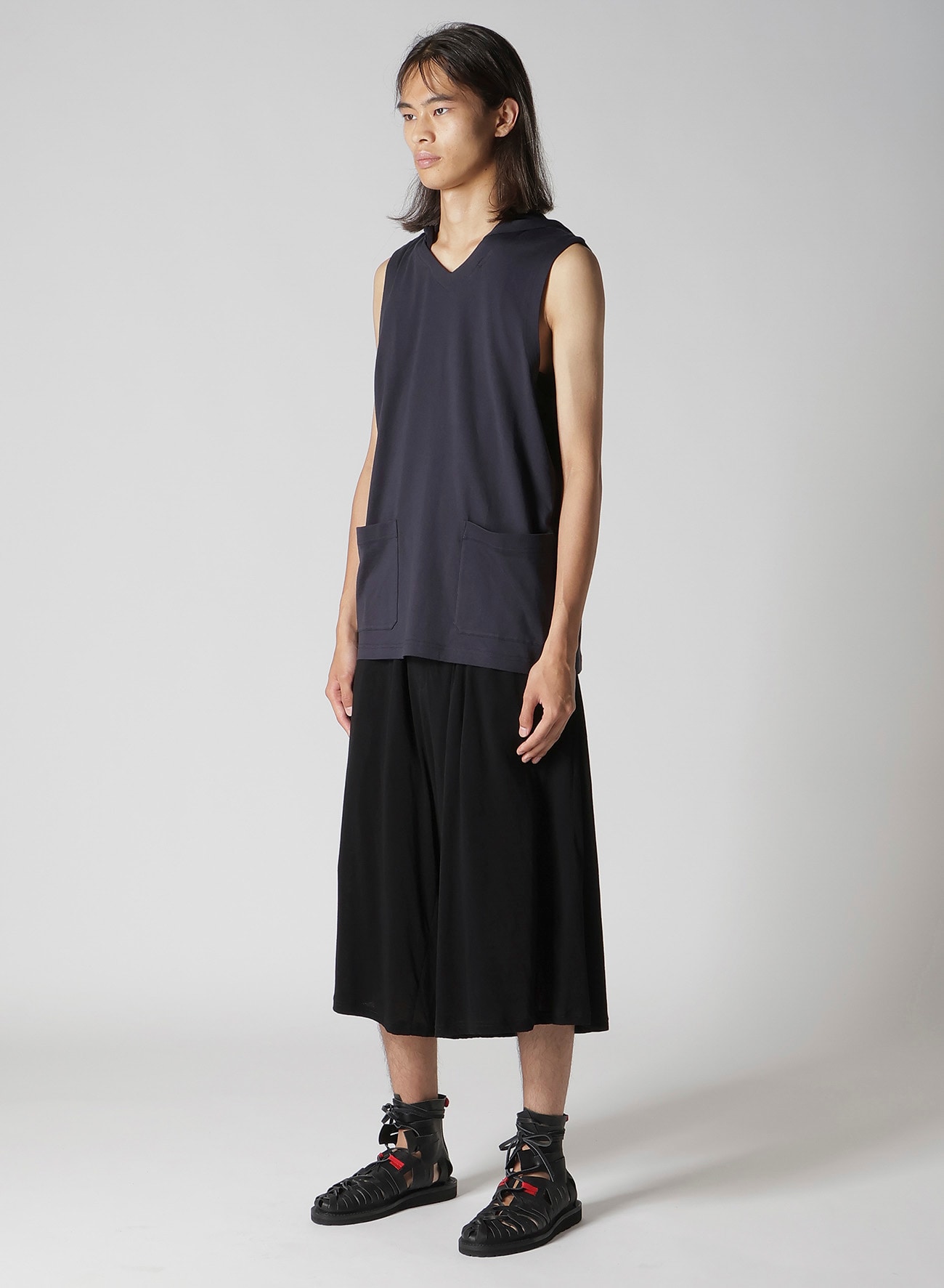 40/2 COMBED PLAIN STITCH HOODED VEST