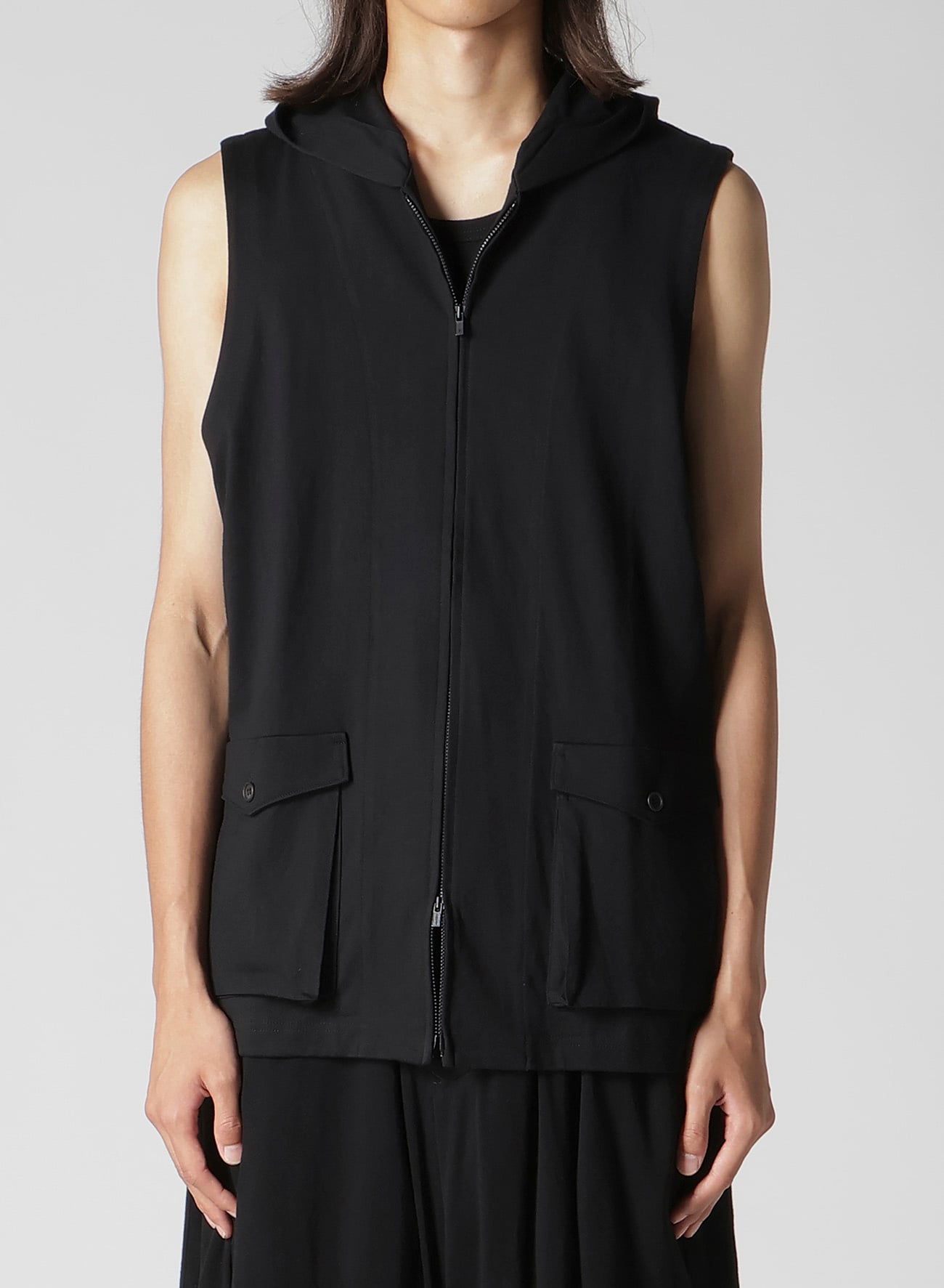 40/2 COMBED PLAIN STITCH HOODED ZIP VEST