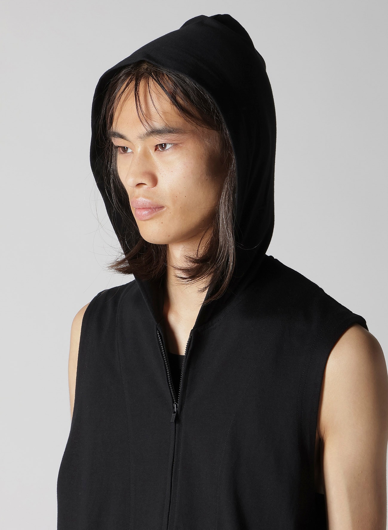 40/2 COMBED PLAIN STITCH HOODED ZIP VEST