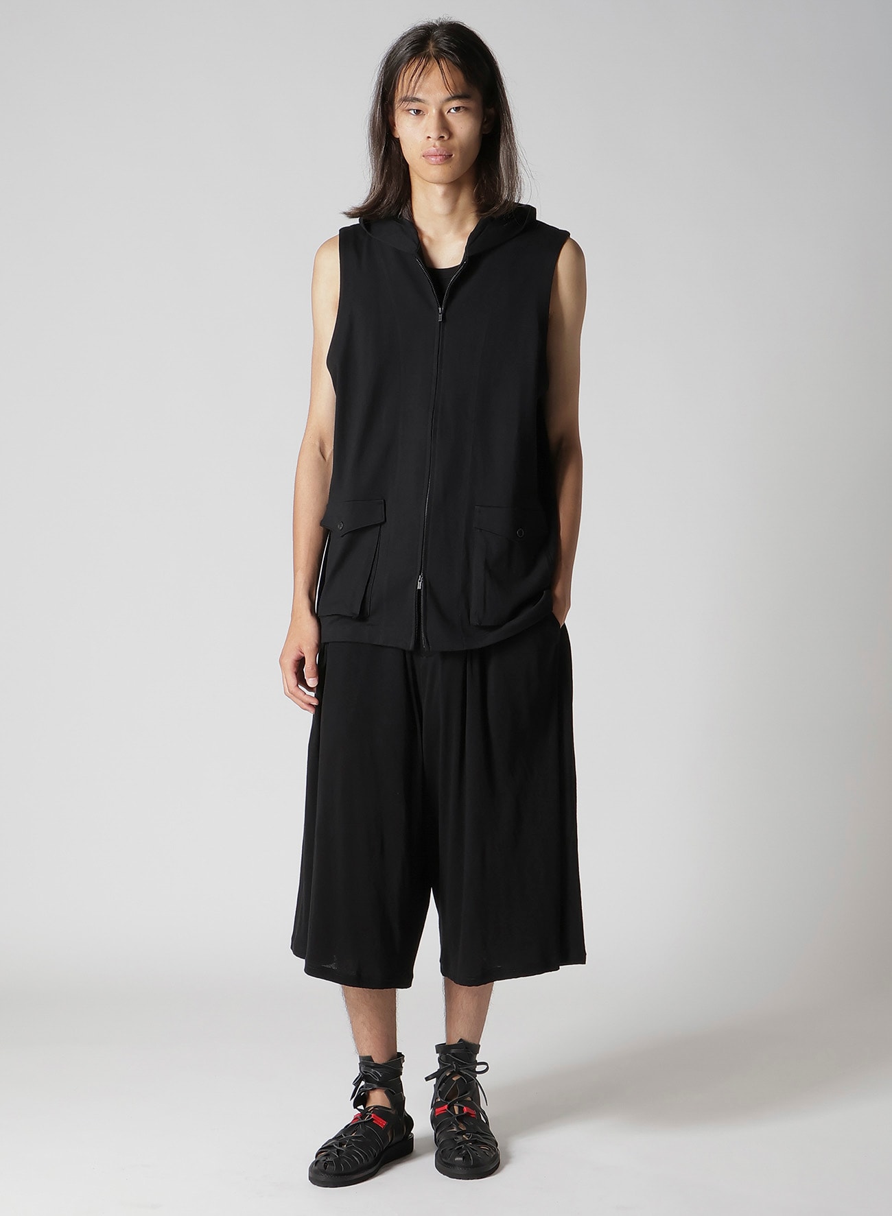 40/2 COMBED PLAIN STITCH HOODED ZIP VEST