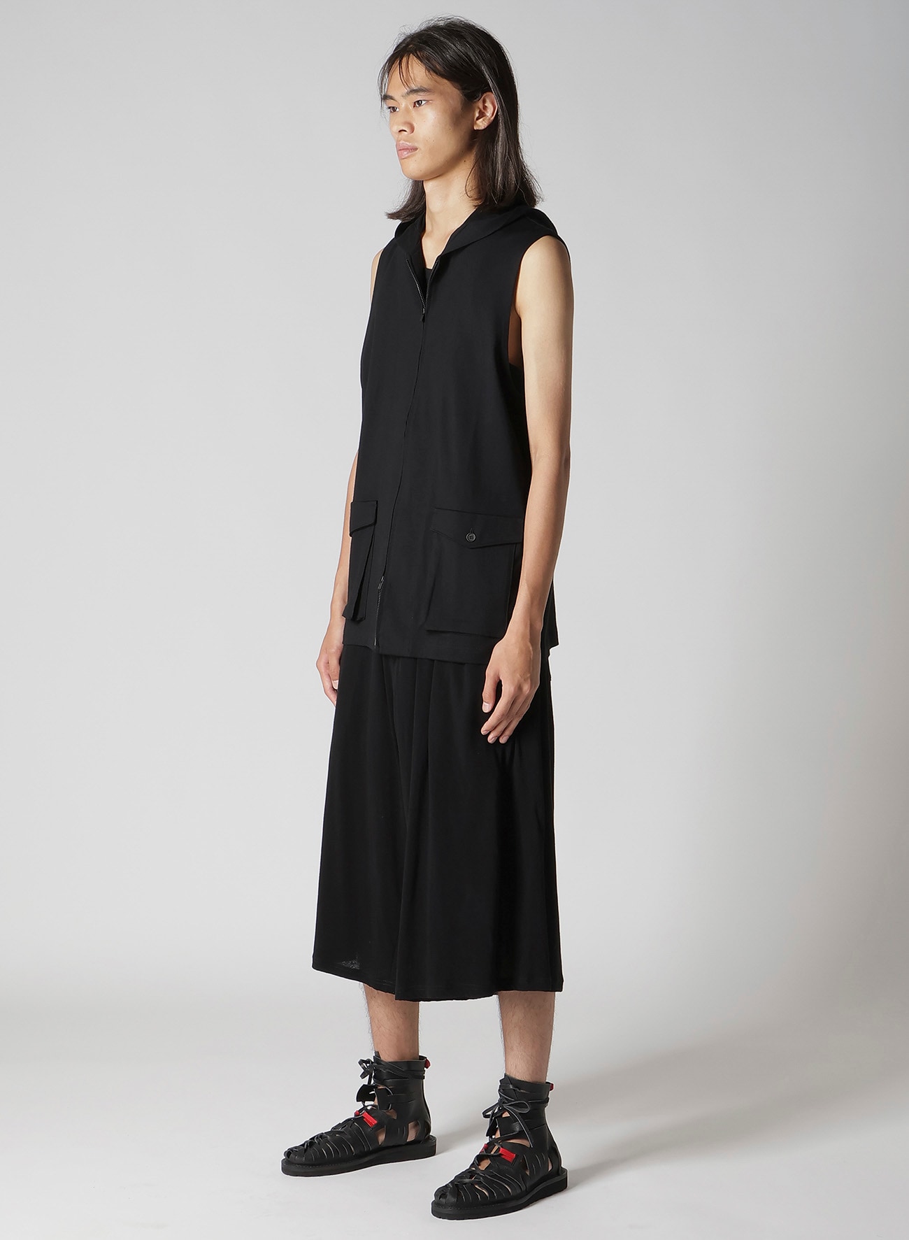 40/2 COMBED PLAIN STITCH HOODED ZIP VEST