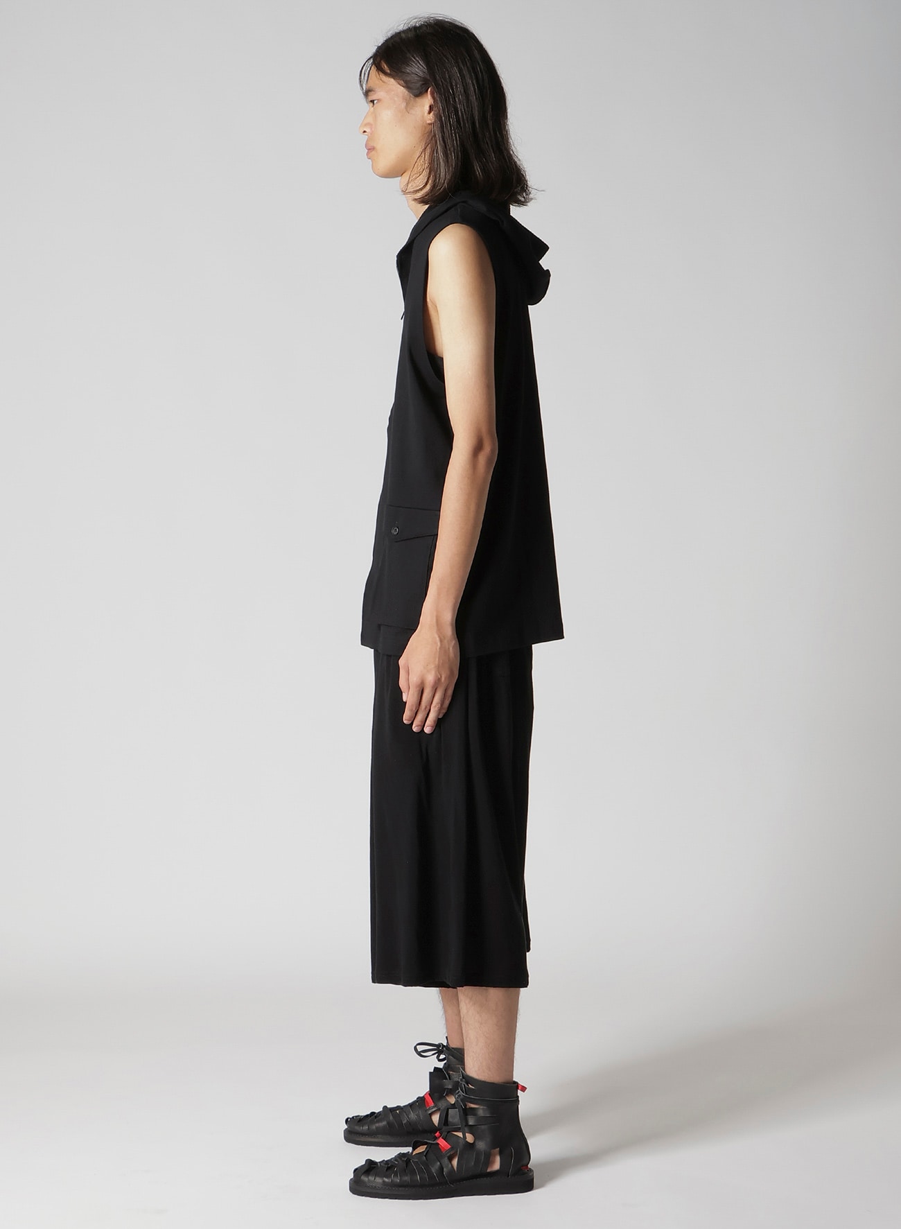 40/2 COMBED PLAIN STITCH HOODED ZIP VEST