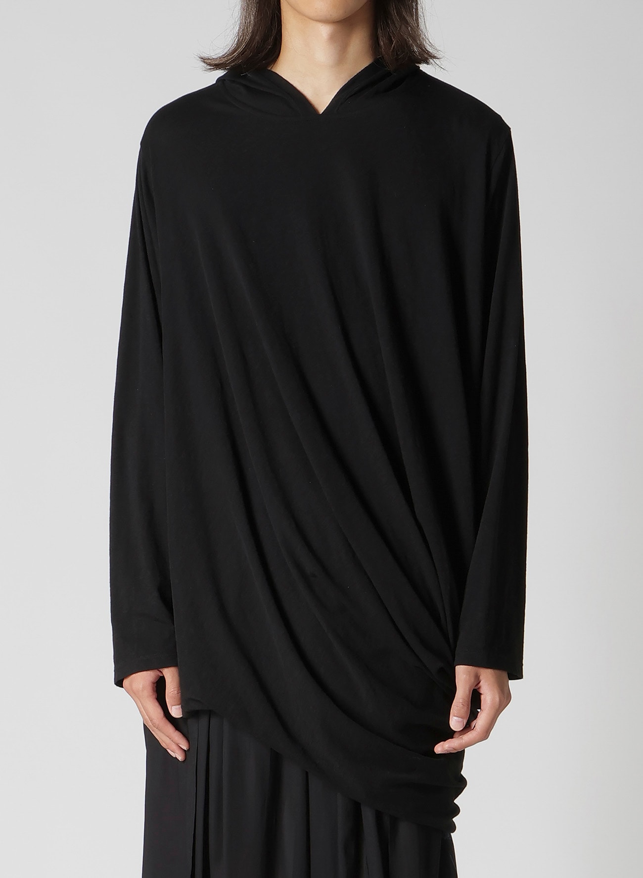 30/- ELS COTTON PS HOODED DRAPE LONG SLV T