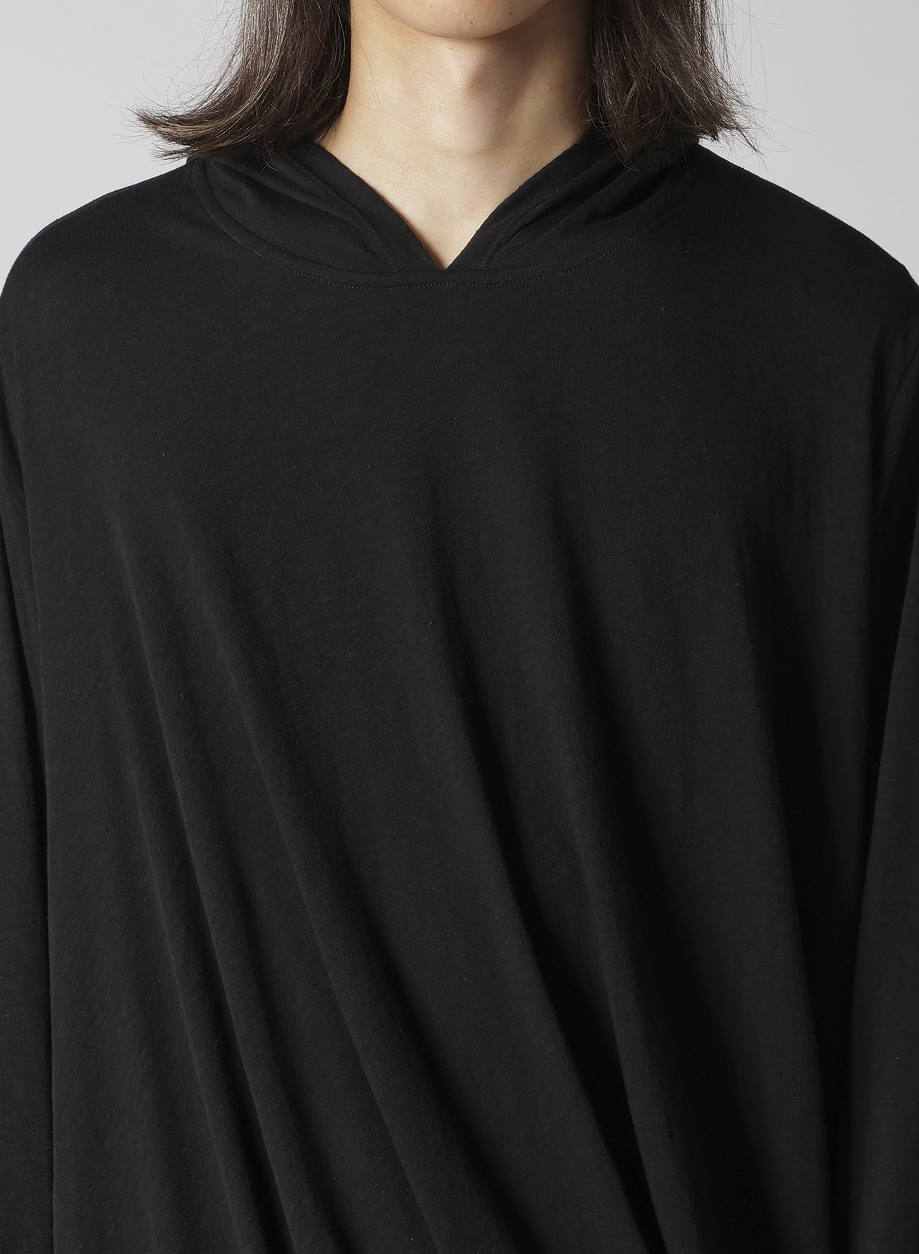 30/- ELS COTTON PS HOODED DRAPE LONG SLV T