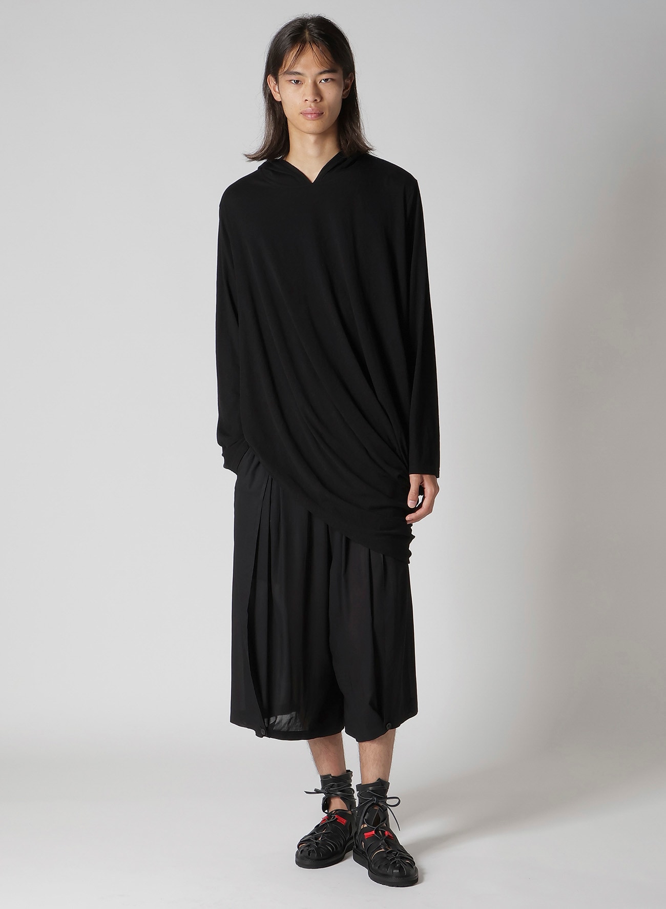 30/- ELS COTTON PS HOODED DRAPE LONG SLV T