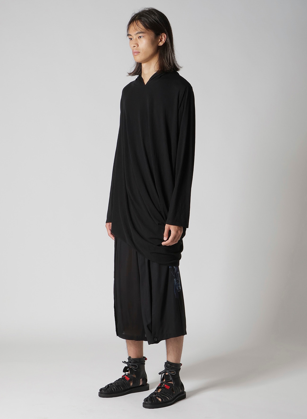 30/- ELS COTTON PS HOODED DRAPE LONG SLV T