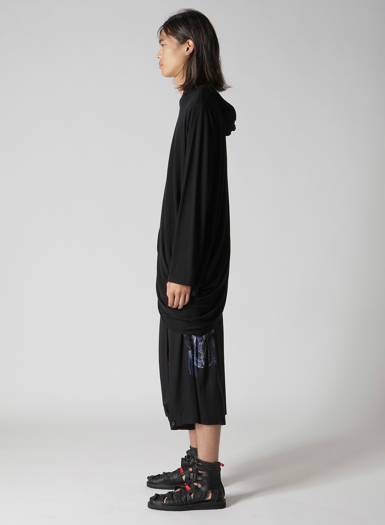 30/- ELS COTTON PS HOODED DRAPE LONG SLV T