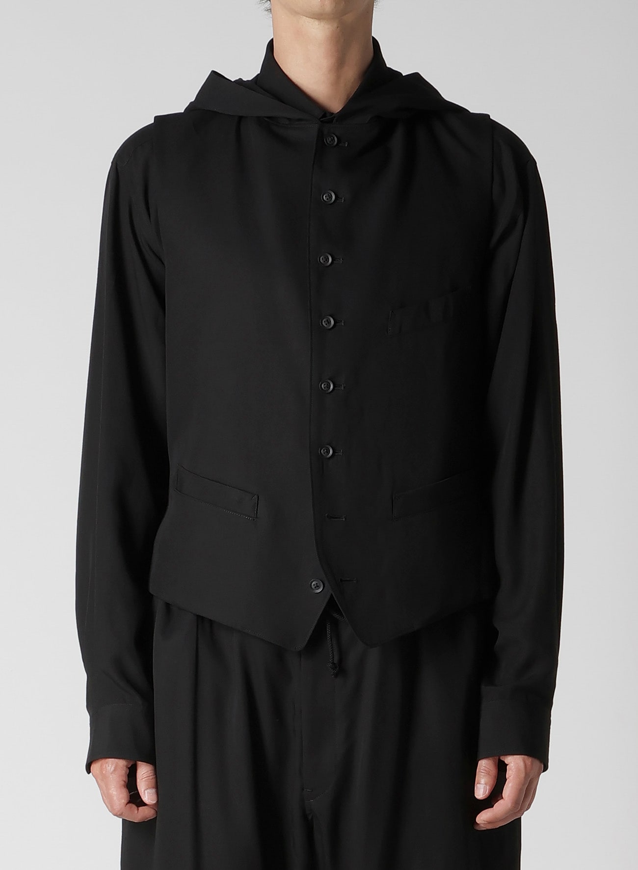 RE CELLULOSE GABARDINE HOODED VEST