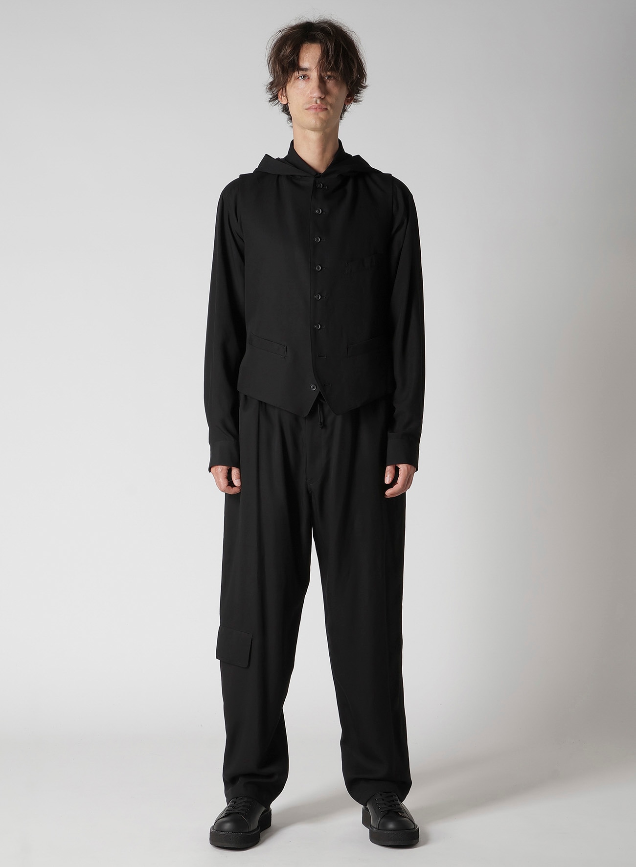 RE CELLULOSE GABARDINE HOODED VEST