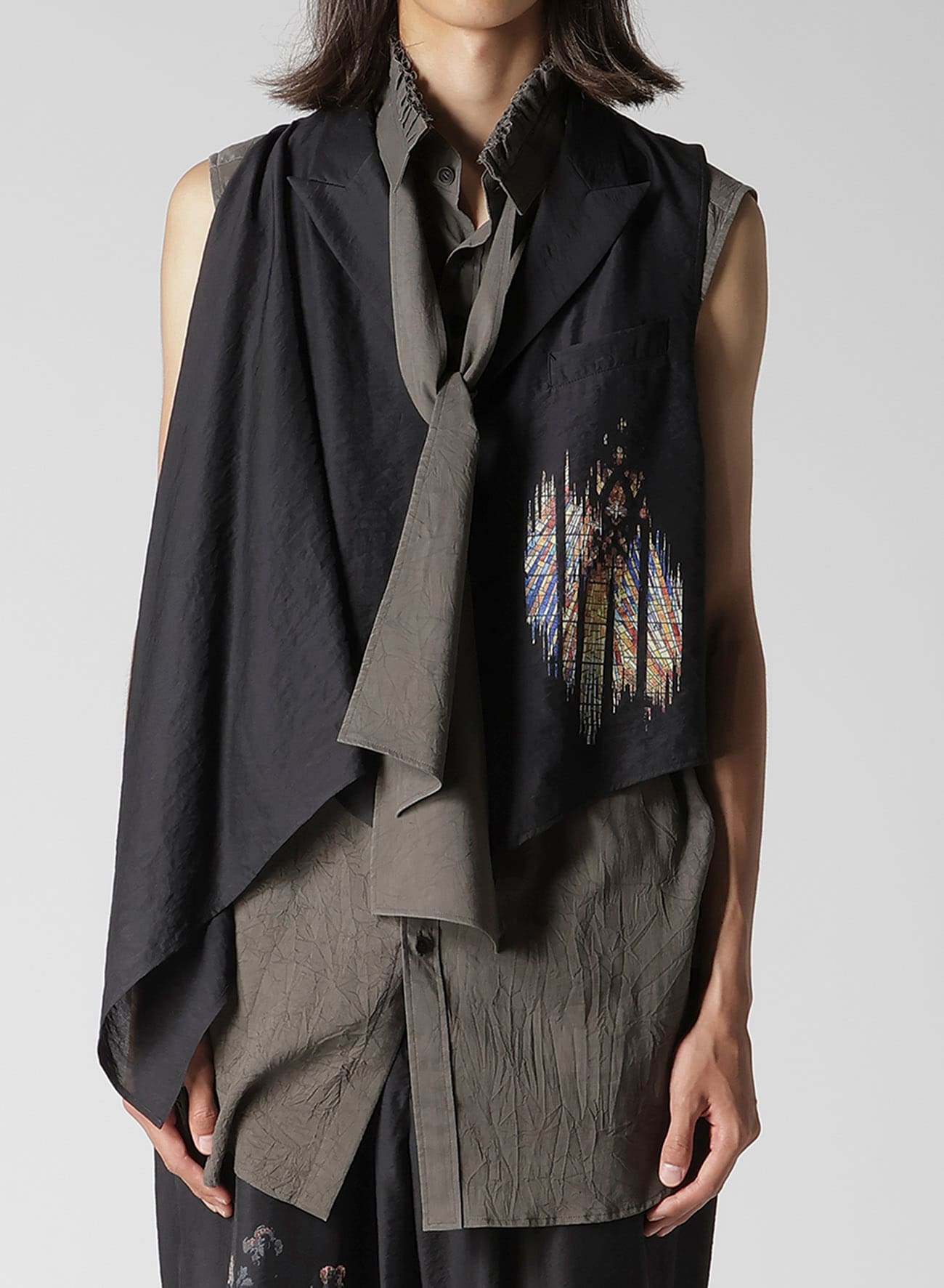 RY/ NY/ CU LAWN ASYMMETRIC CAPE VEST