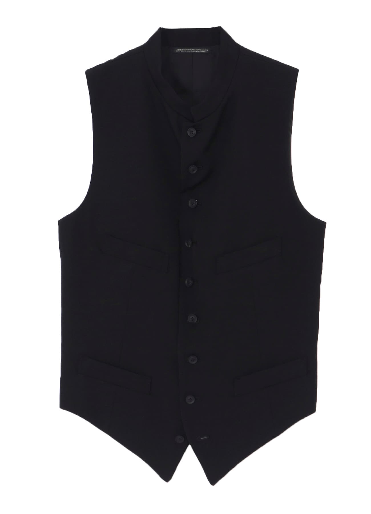WOOL GABARDINE STAND COLLAR VEST