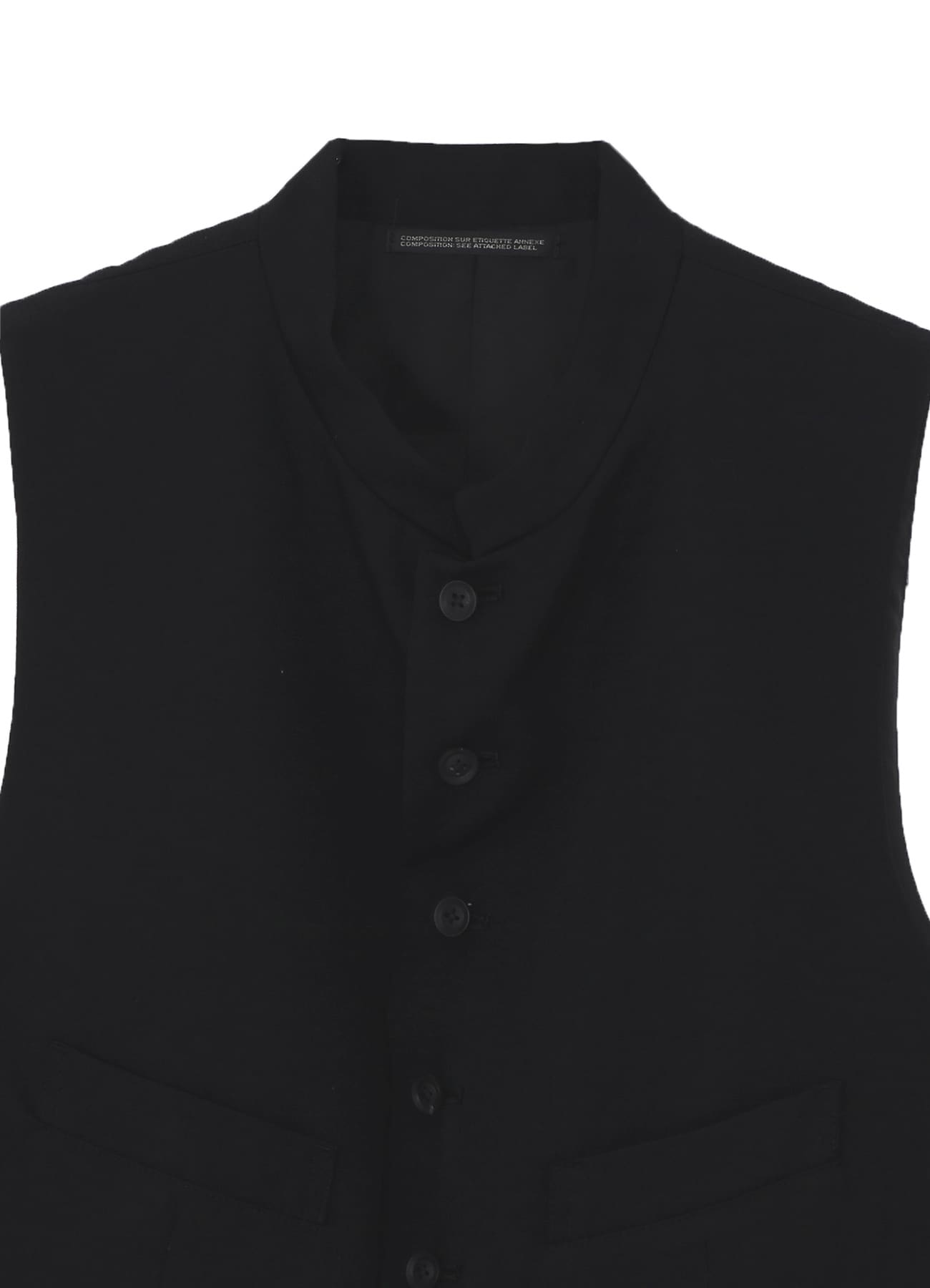 WOOL GABARDINE STAND COLLAR VEST