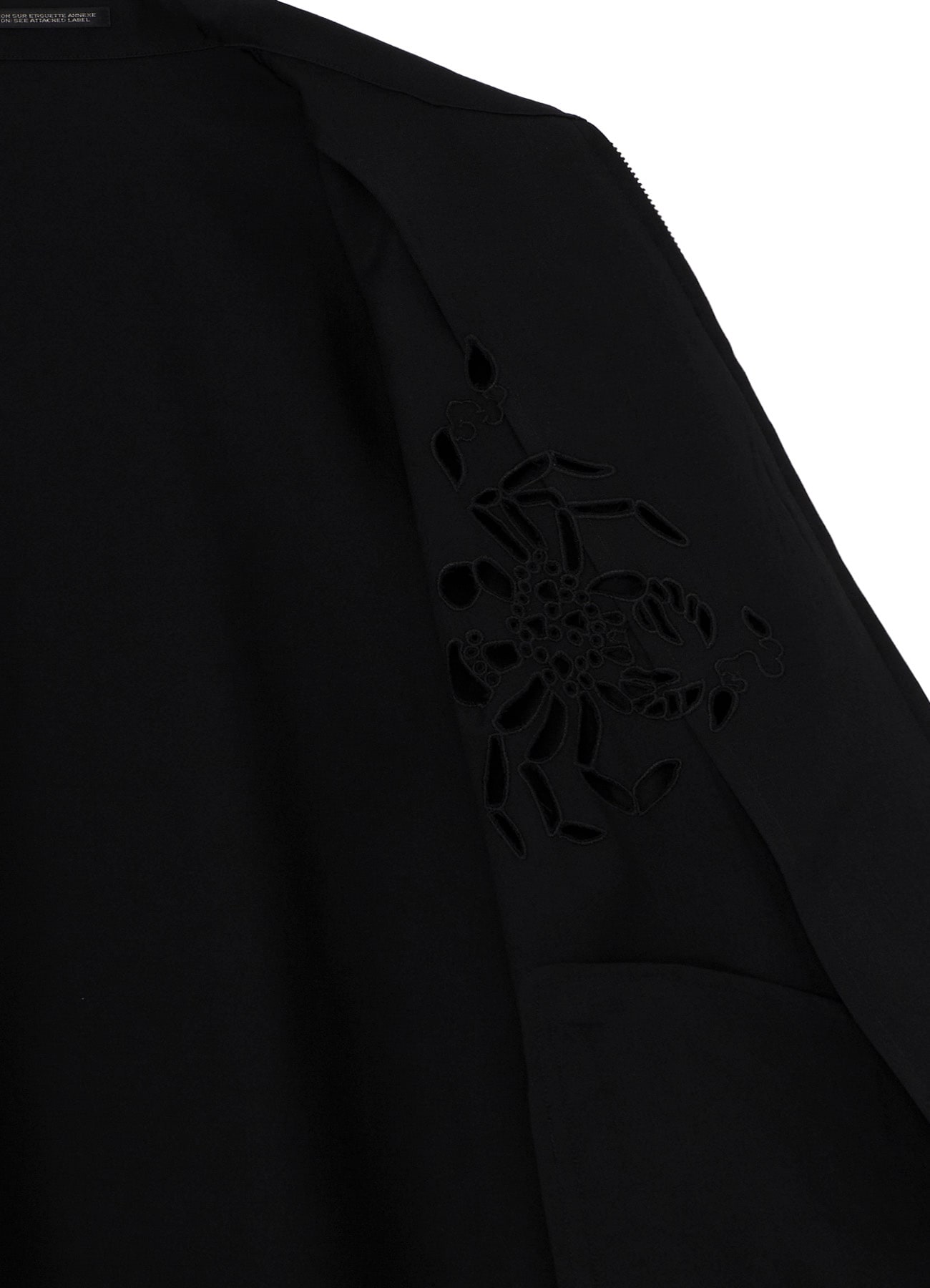 WOOL GABARDINE CUTWORK EMBROIDERY ZIPPER BLOUSON