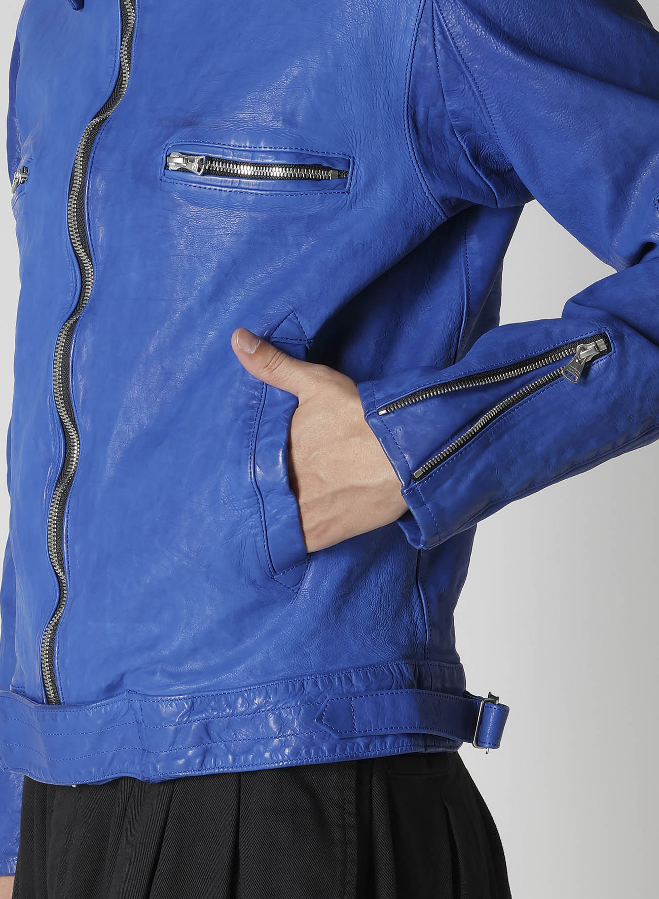 BL/ JAPAN CALF SKIN GARMENT DYED SINGLE RIDERS