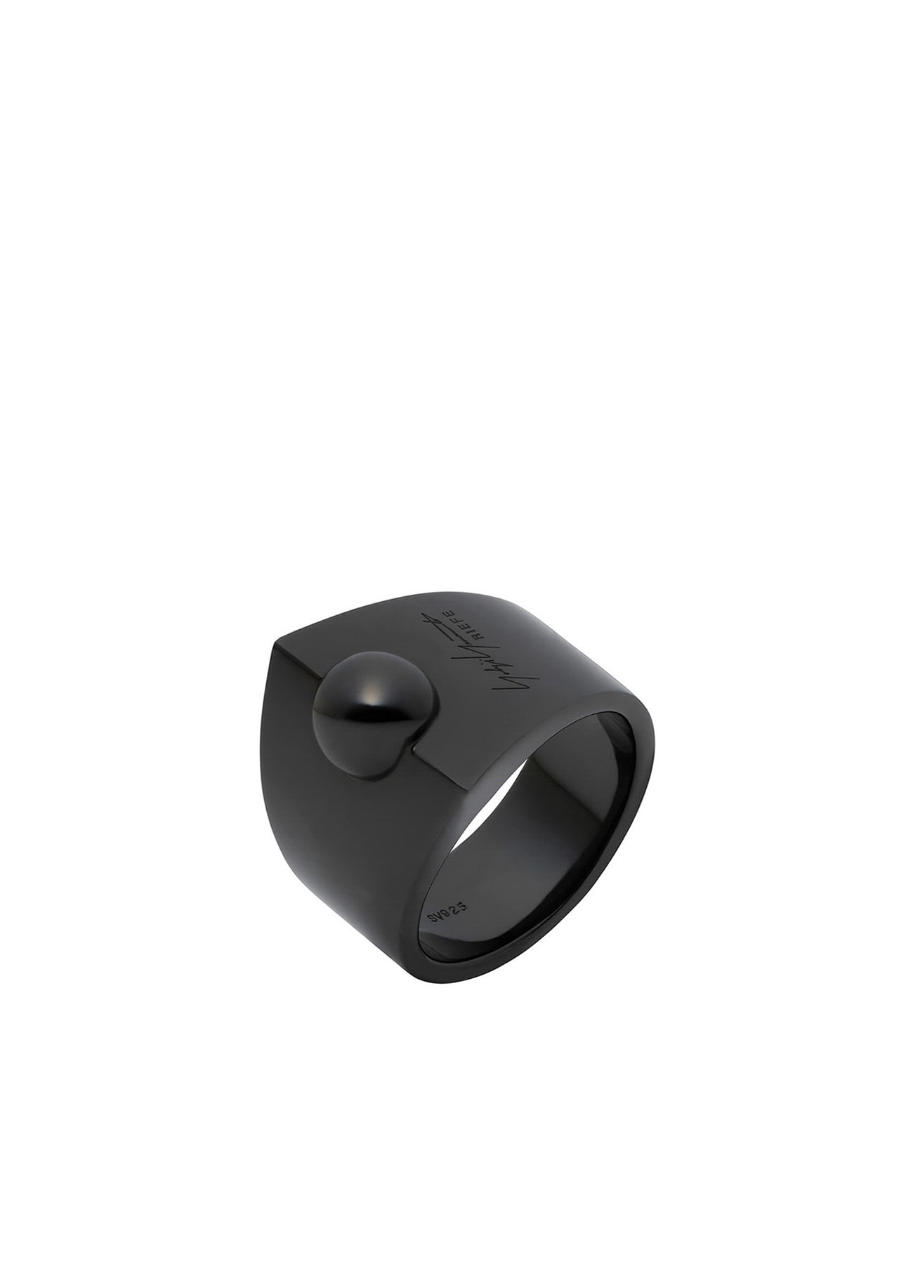 SILVER 925 BK KNUCKLE BALL RING BK
