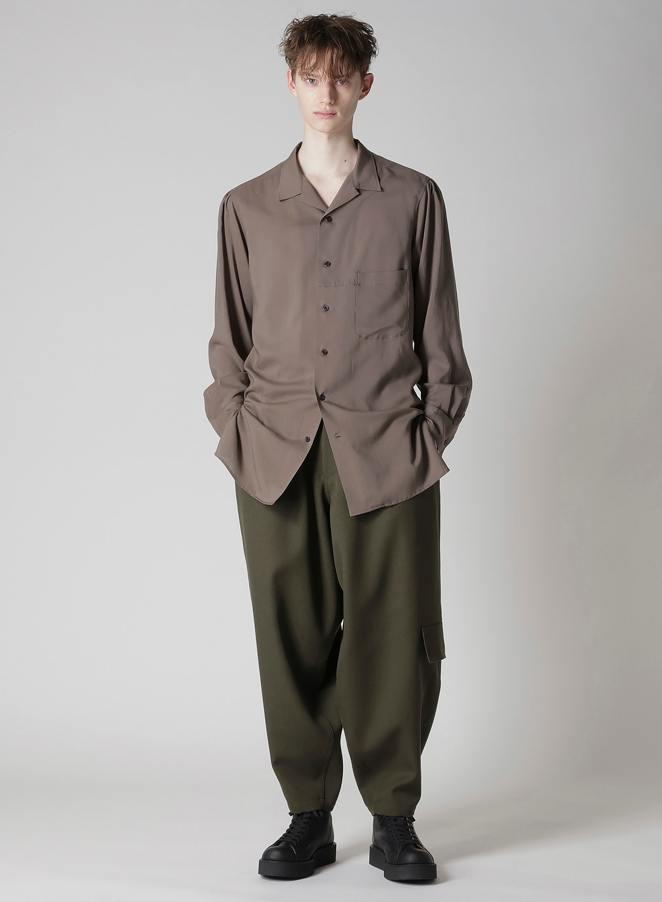 CELLLOSE LAWN OPEN COLLAR BLOUSE